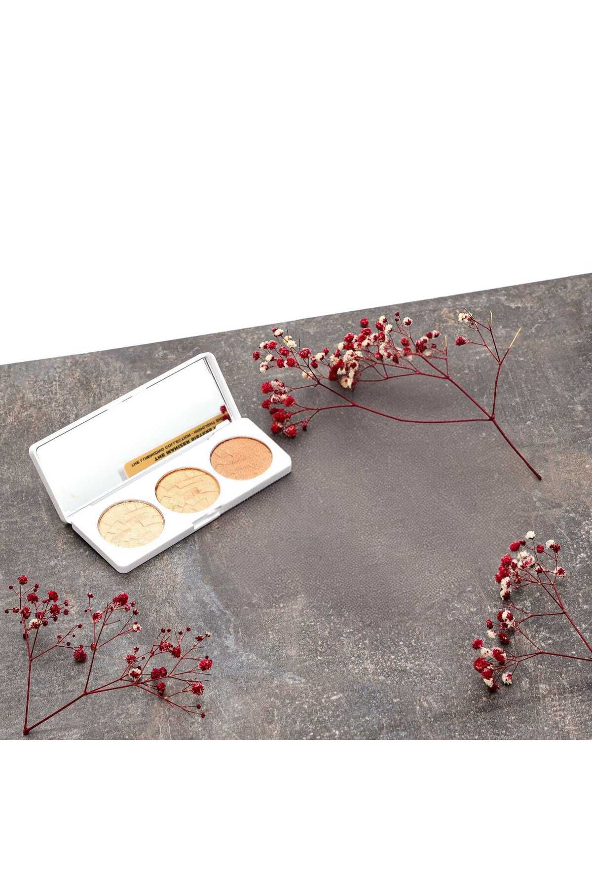 Qulaccia 3'lü Aydınlatıcı A Paleti - Highlighter Aynalı