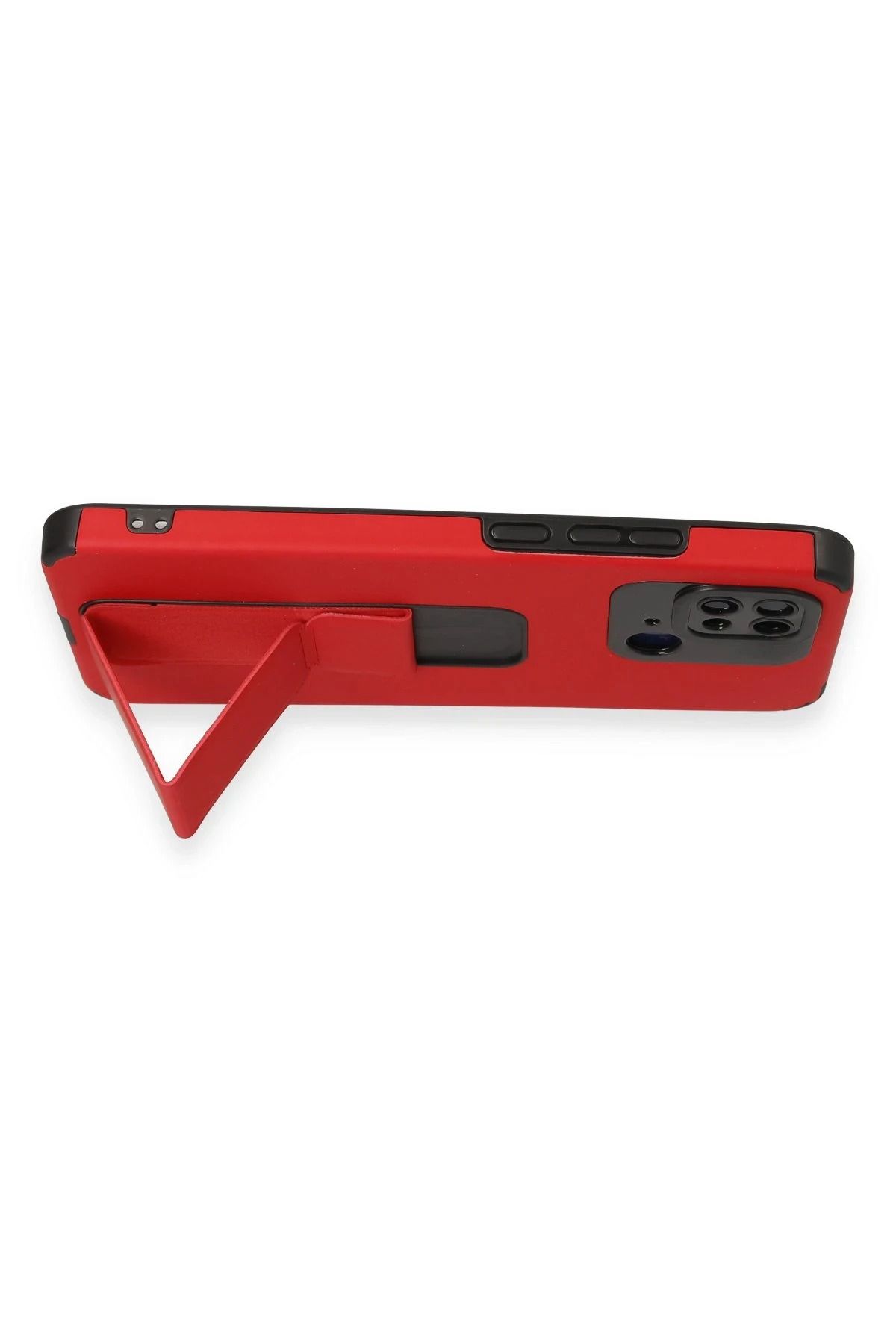 NewFace Xiaomi Redmi 10C Kılıf Mega Standlı Silikon - Kırmızı GLSTD