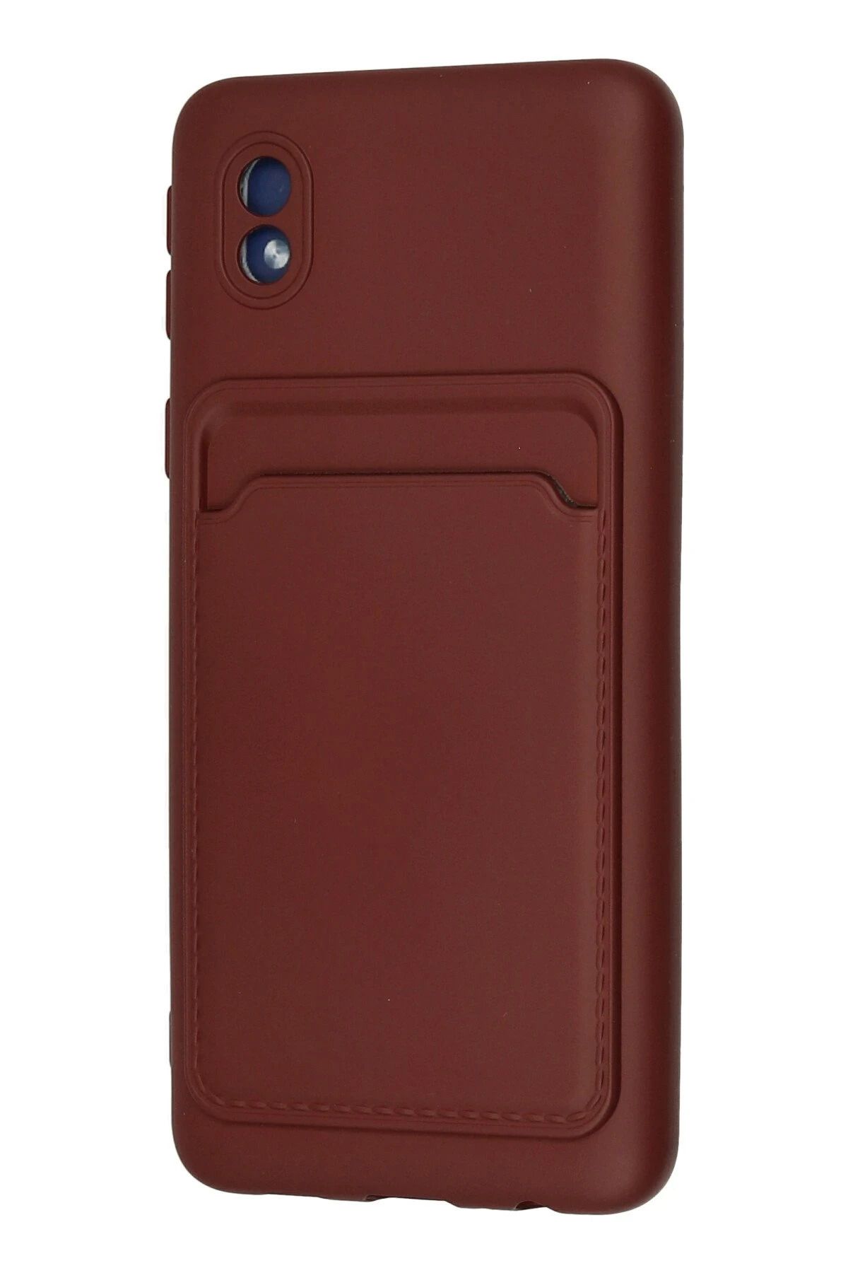 NewFace Samsung Galaxy A01 Core Kılıf Kelvin Kartvizitli Silikon - Bordo BSTMY