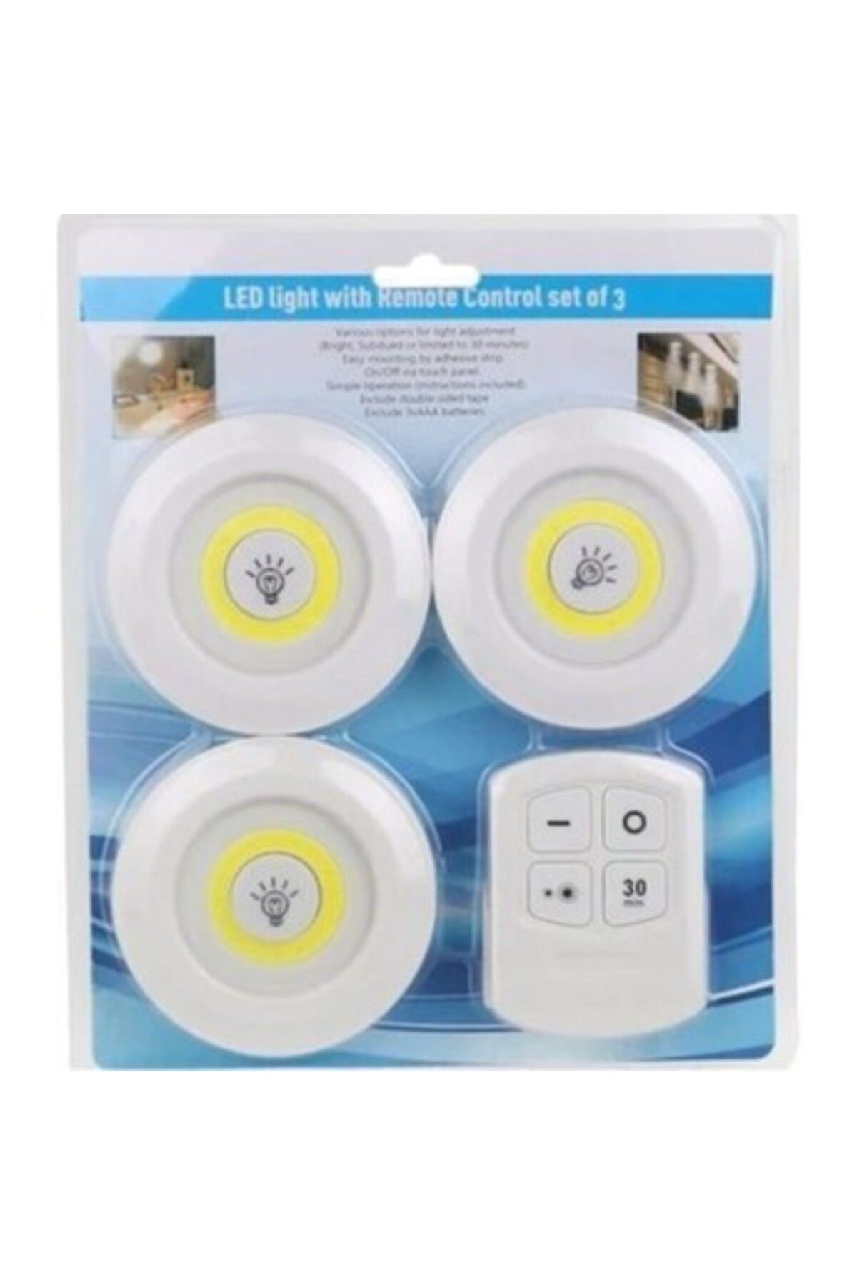 Emperium Uzaktan Kumandalı Yapışkanlı Kablosuz Pilli LED 3’lü (5122)