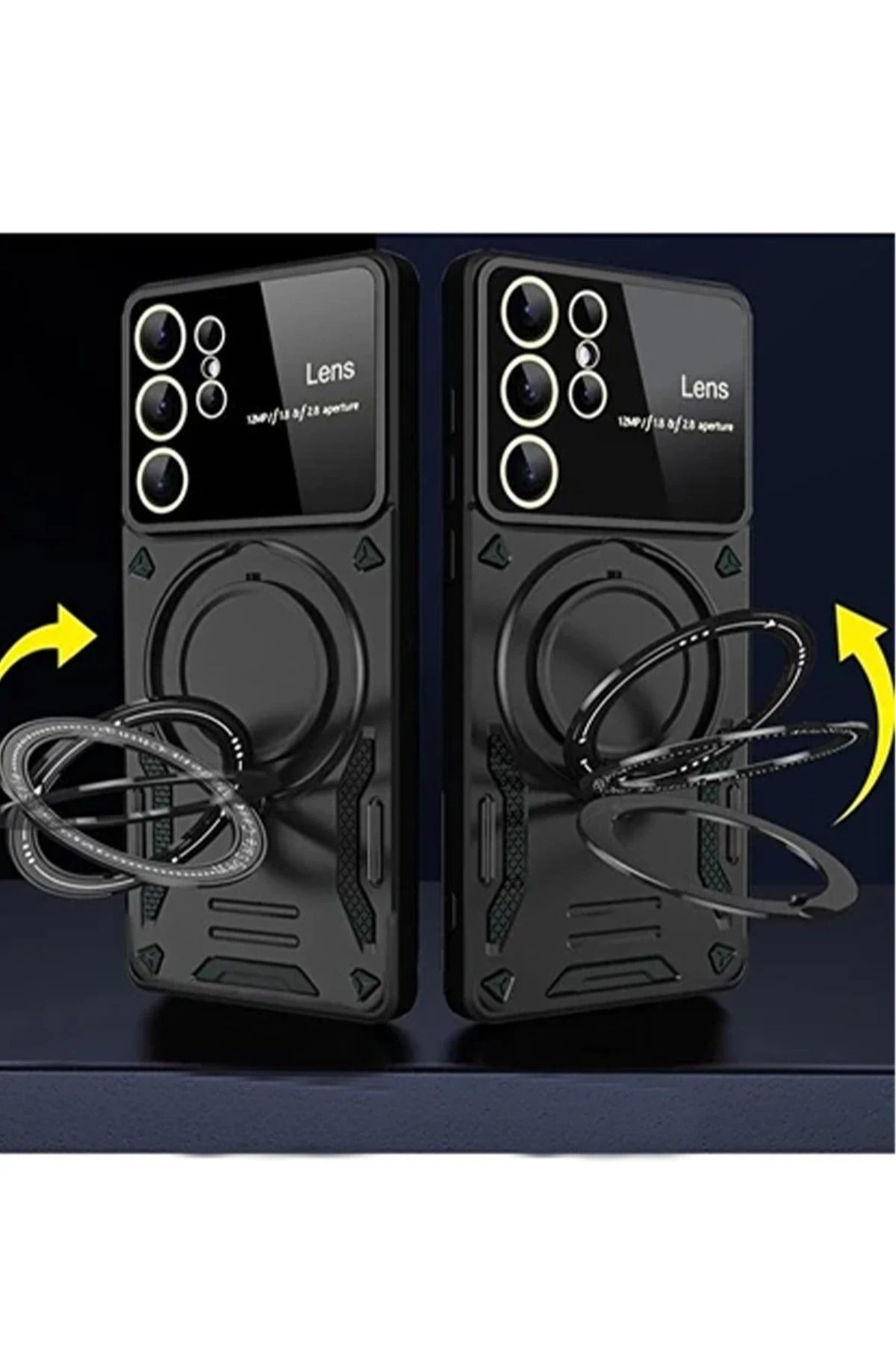 NewFace Samsung Galaxy S24 Ultra Kılıf Joy Lens Standlı Kapak - Mor BSTMY