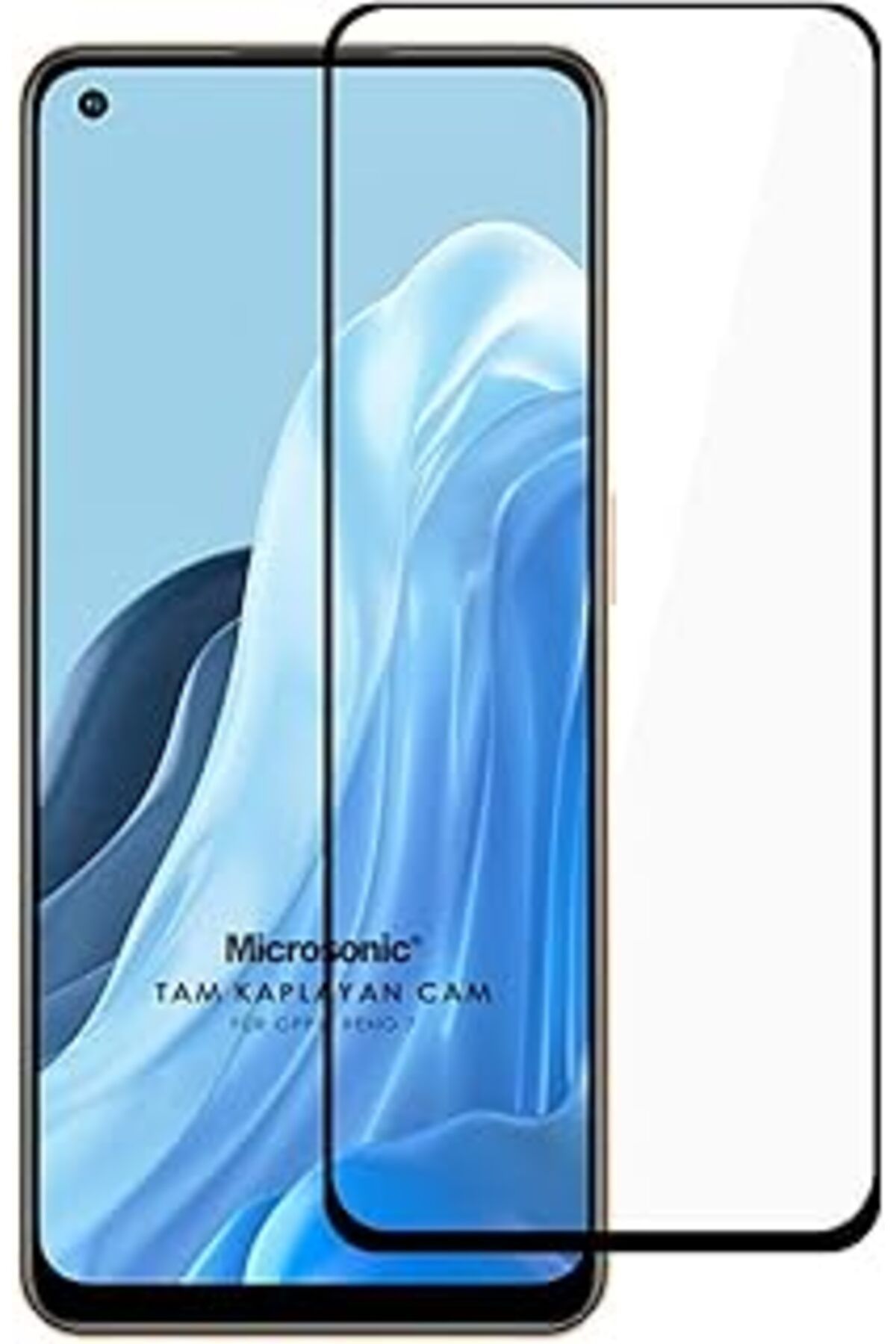 Roses Store Microsonic Oppo Reno 7 4G Tam Kaplayan Temperli Cam Ekran Koruyucu Siyah