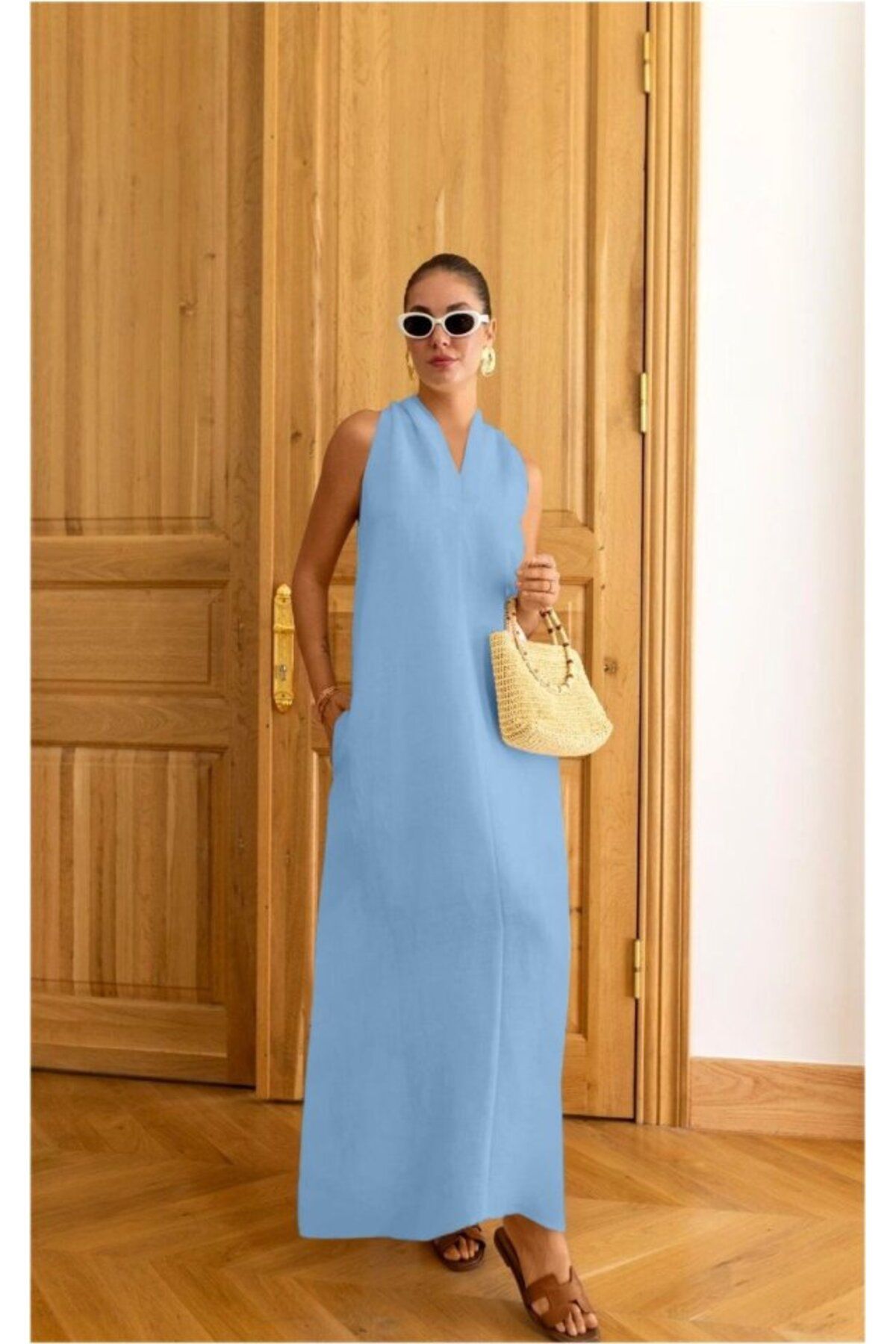 ARUZ MODA V Yaka Paraşüt Elbise