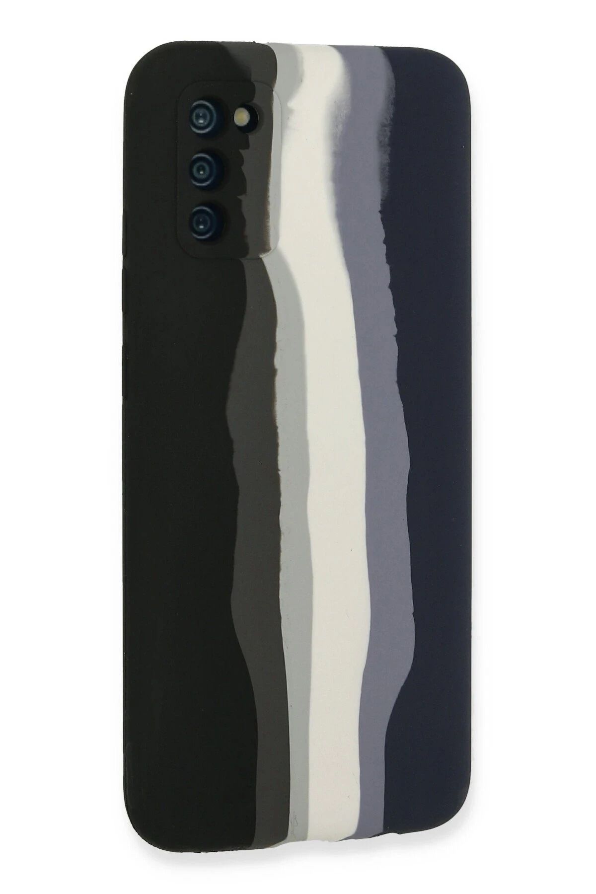 NewFace Samsung Galaxy A03S Kılıf Ebruli Lansman Silikon - Siyah-Lacivert BSTMY