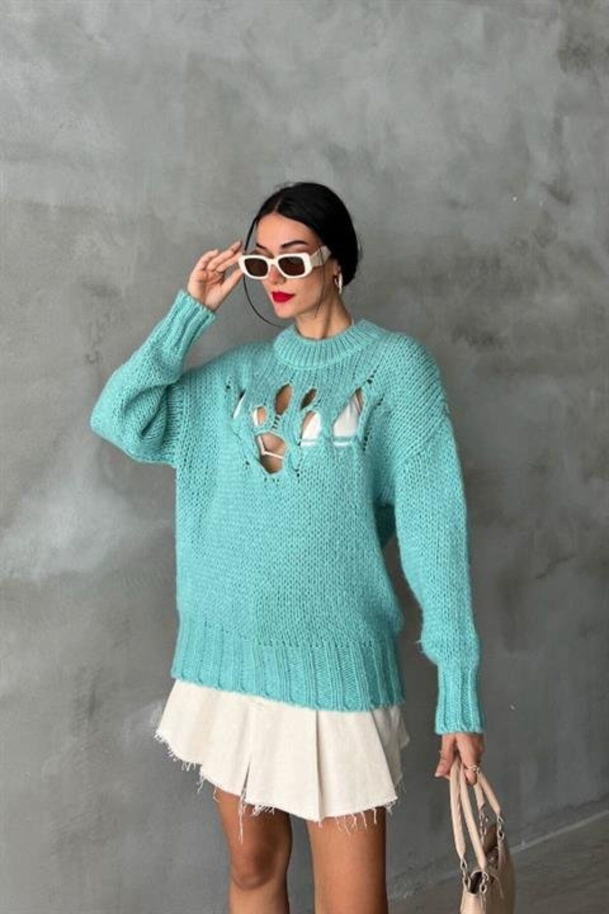 ARUZ MODA Midred Cut Out Triko Kazak 1200-09