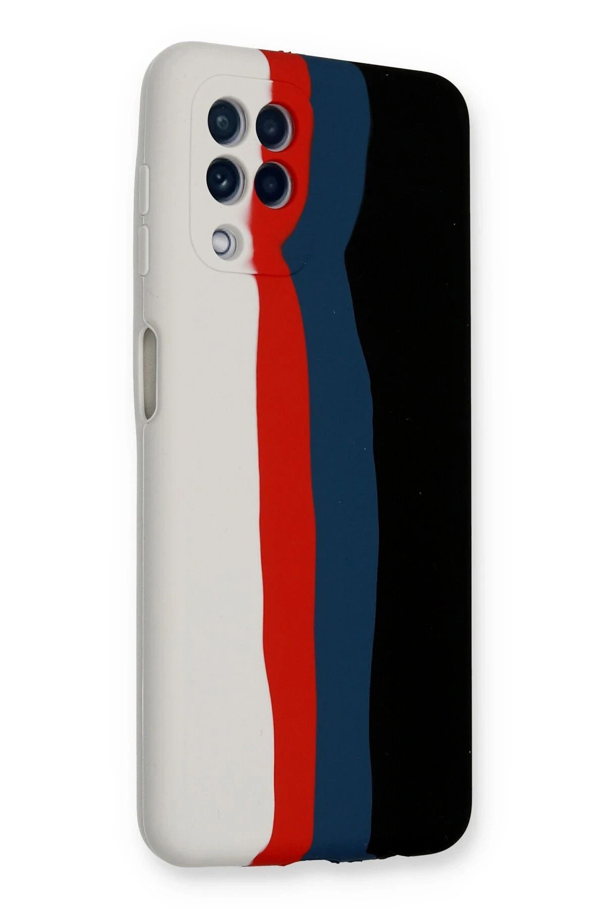 NewFace Samsung Galaxy A22 Kılıf Ebruli Lansman Silikon - Beyaz-Siyah BSTMY