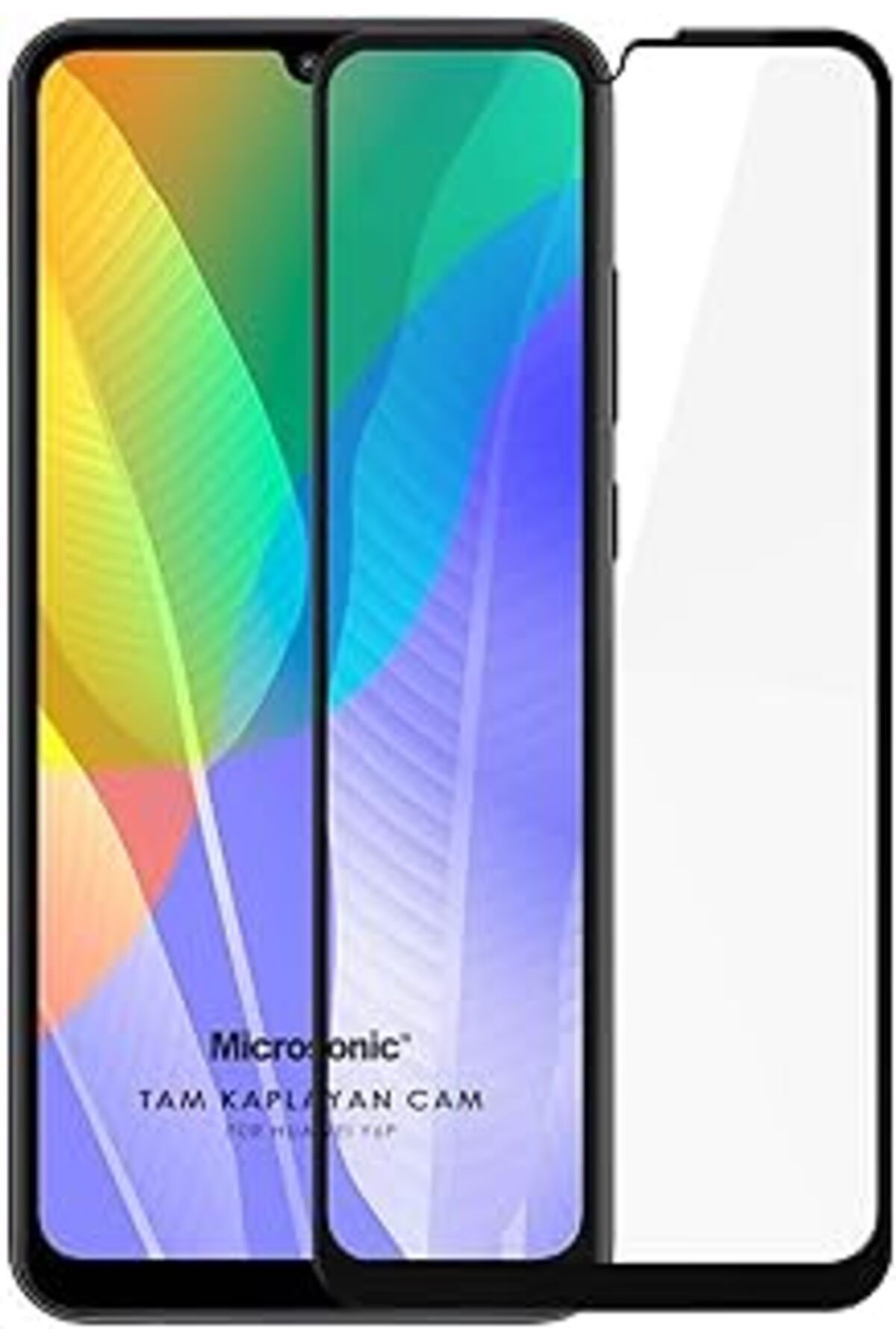 jupiter global bazaar Microsonic Huawei Y6P Tam Kaplayan Temperli Cam Ekran Koruyucu Siyah