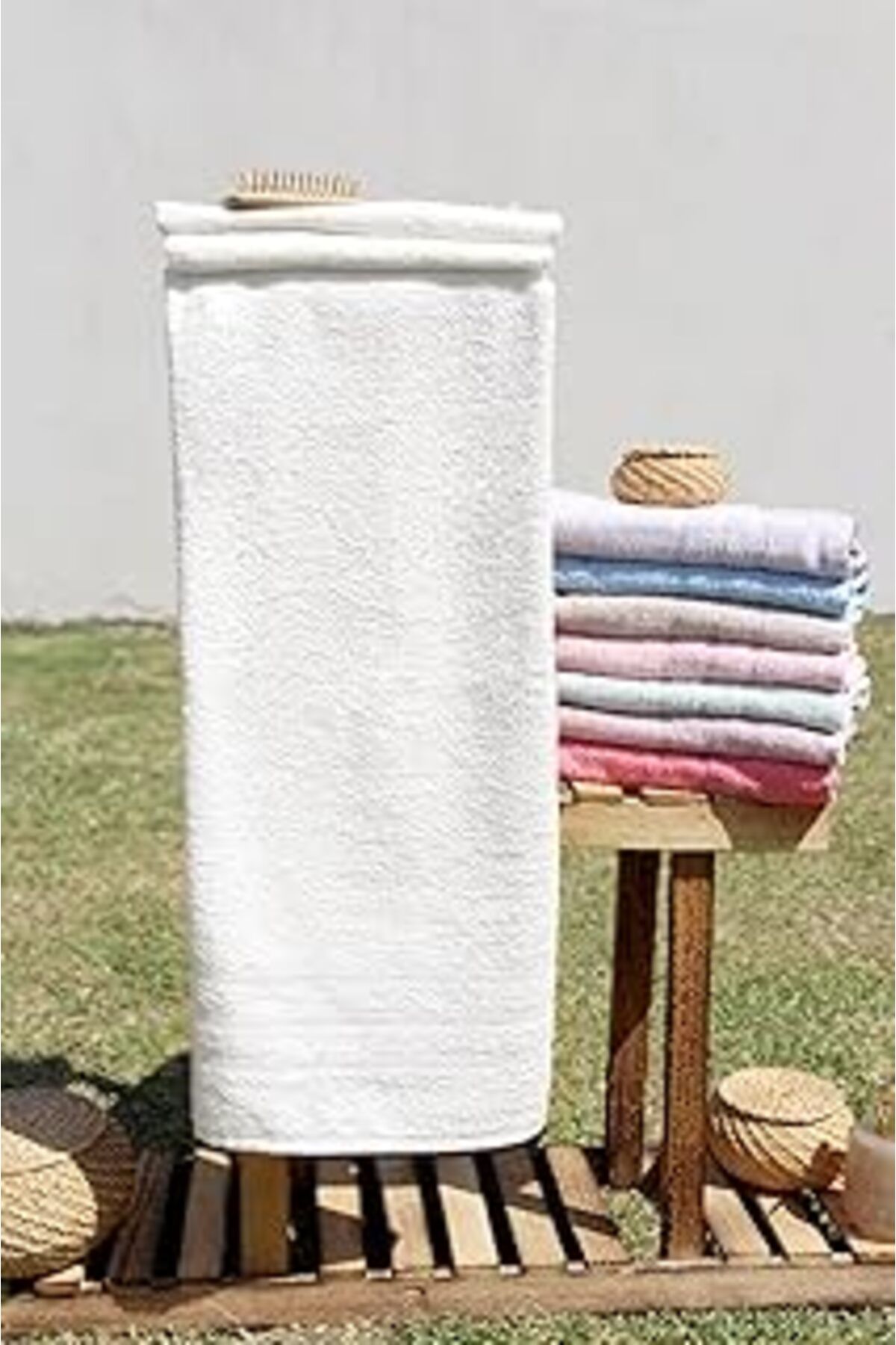 NZM TİCARET Baveno %100 Pamuk Renkli 70X140 Banyo Havlusu Krem