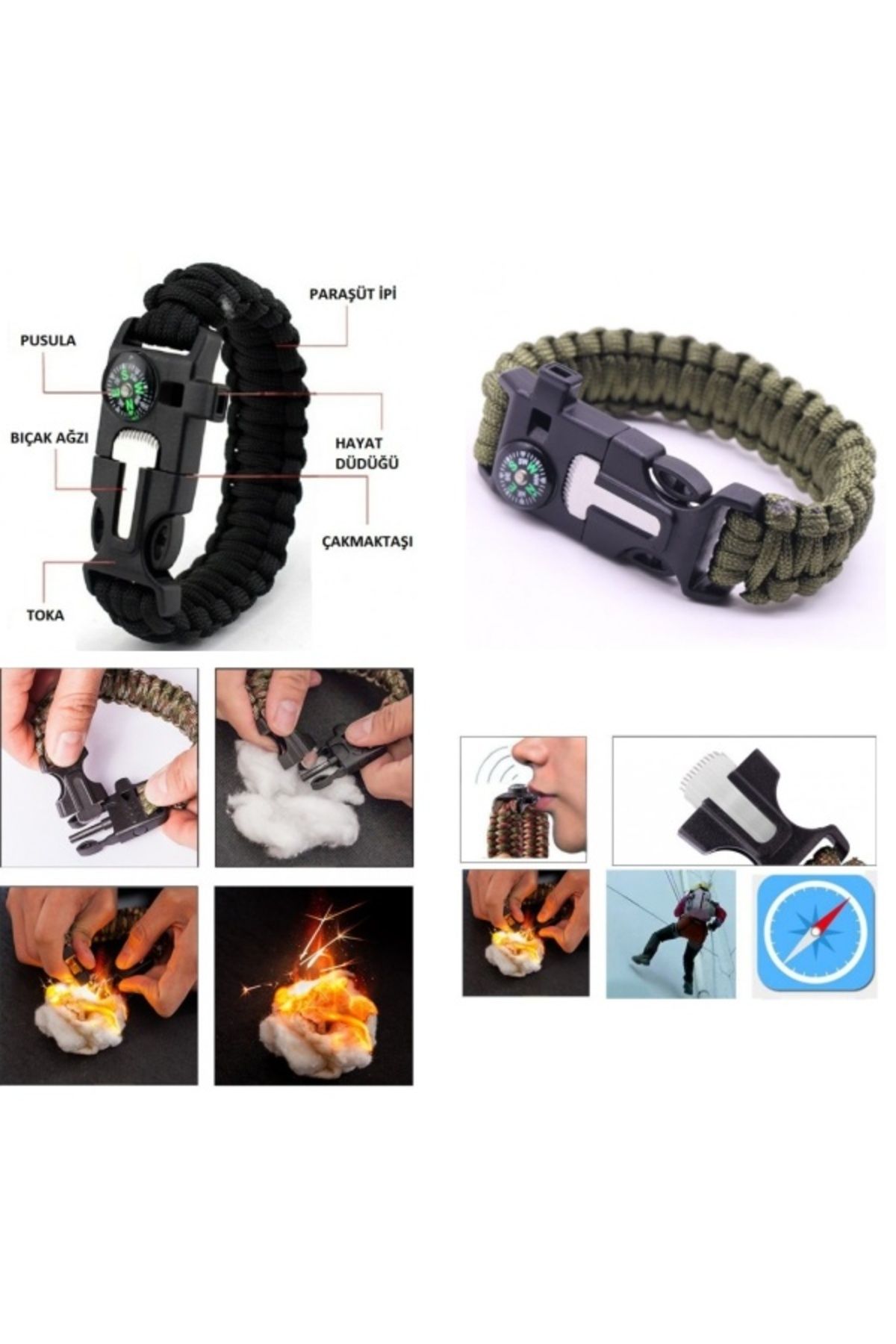 noip Survival Bileklik - SOS Multi Fonksiyonlu Hayatta Kalma Bilekliği (7474)
