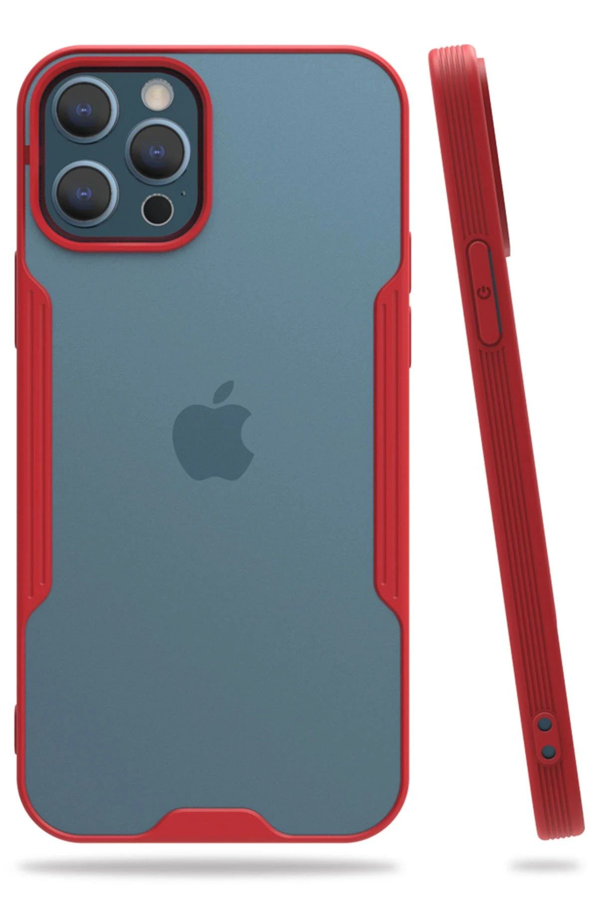 NewFace iPhone 12 Pro Max Kılıf Platin Silikon - Kırmızı SVLRS
