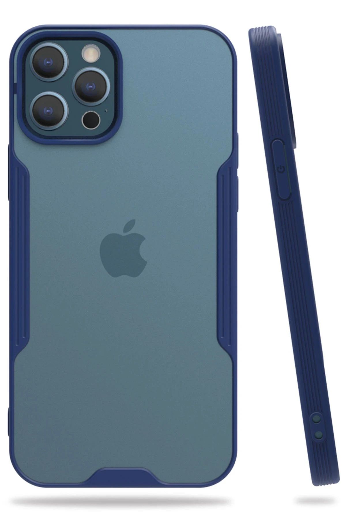 NewFace iPhone 12 Pro Max Kılıf Platin Silikon - Lacivert BSTMY
