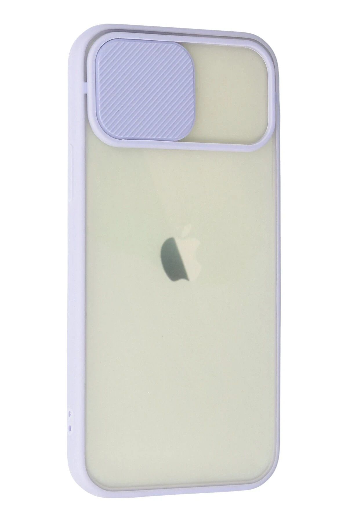 NewFace iPhone 12 Kılıf Palm Buzlu Kamera Sürgülü Silikon - Lila SVLRS