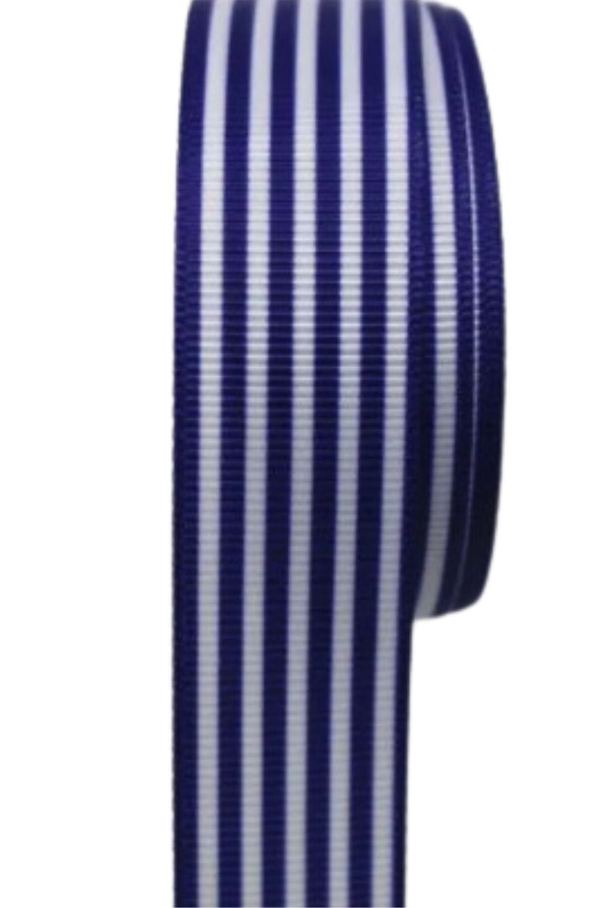 sesengo Tafta Çizgi Desen Kurdele 25 mm Lacivert 1 Metre