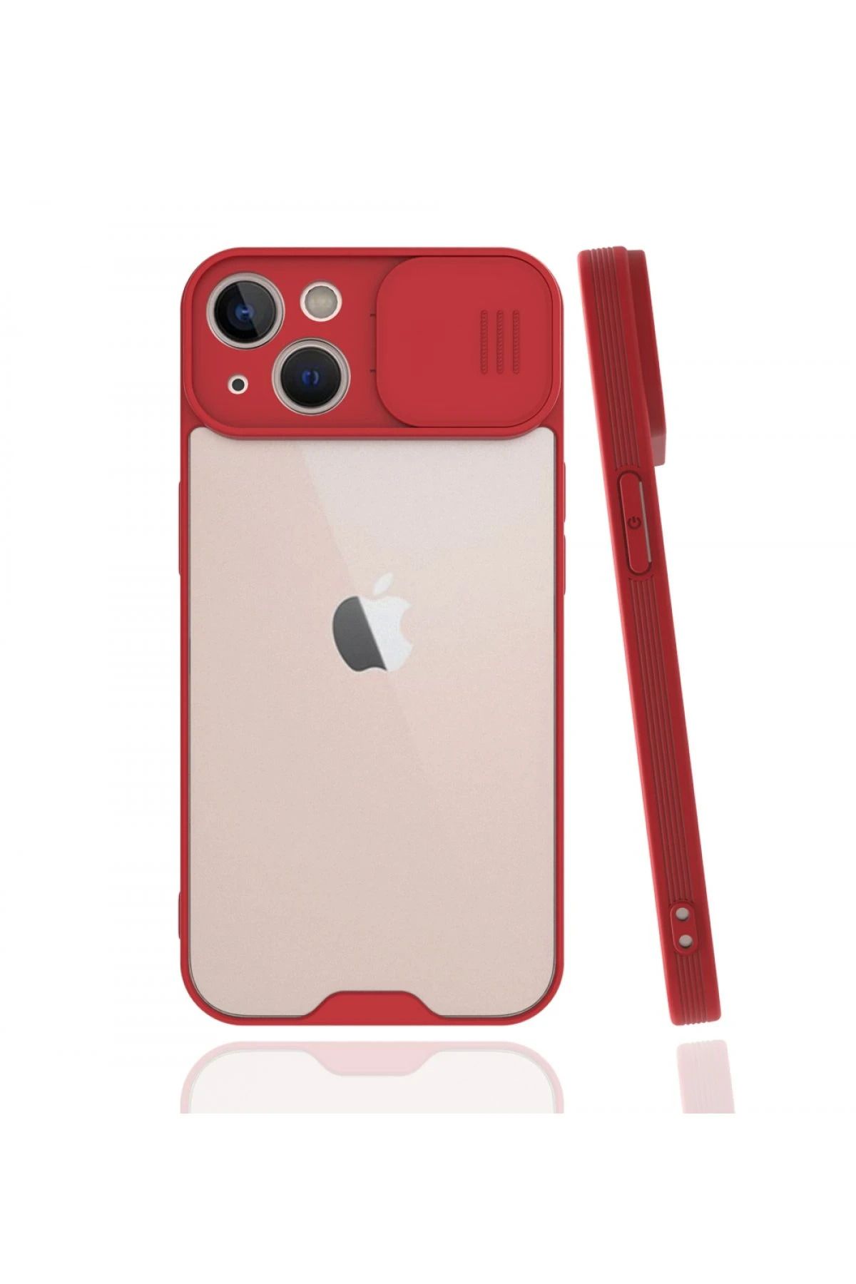 NewFace iPhone 13 Kılıf Platin Kamera Koruma Silikon - Kırmızı BSTMY