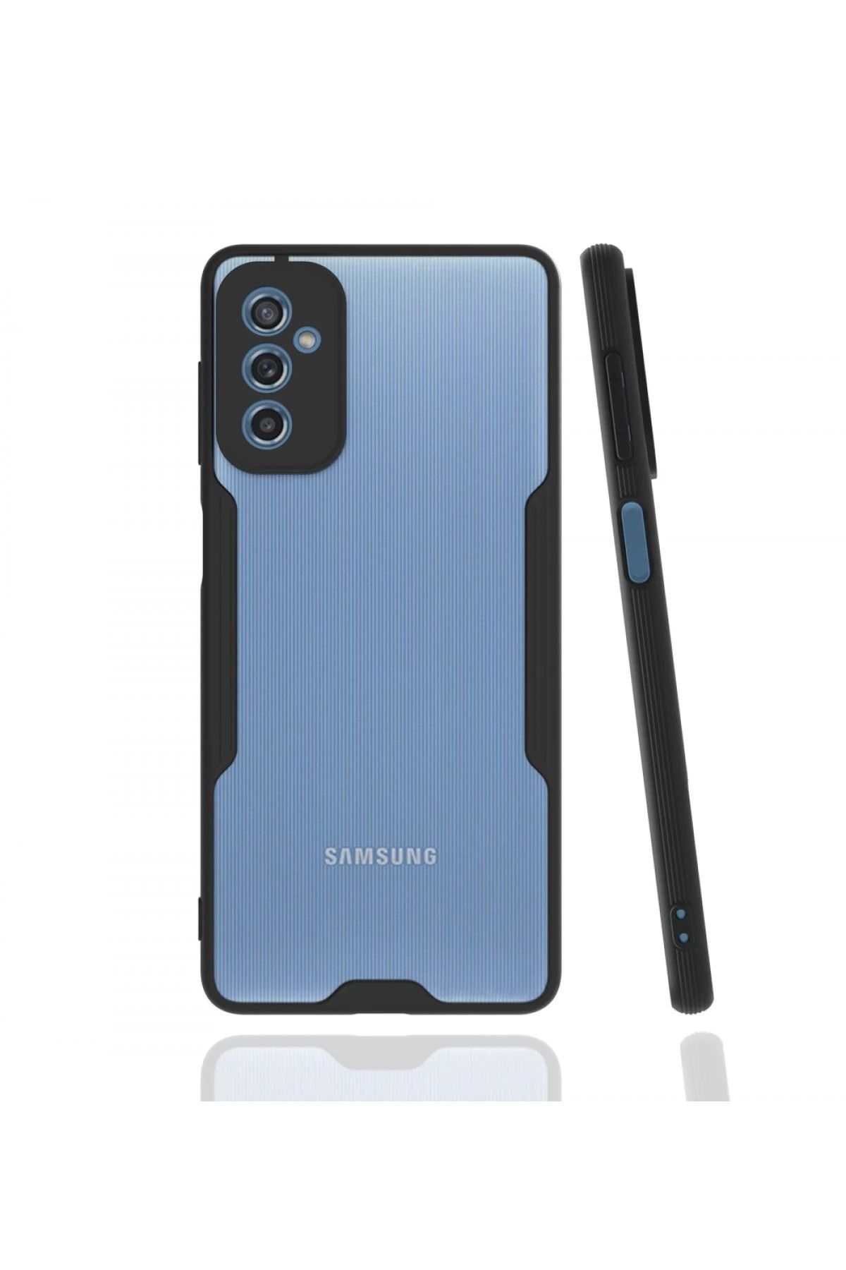 NewFace Samsung Galaxy M52 5G Kılıf Platin Silikon - Siyah BSTMY