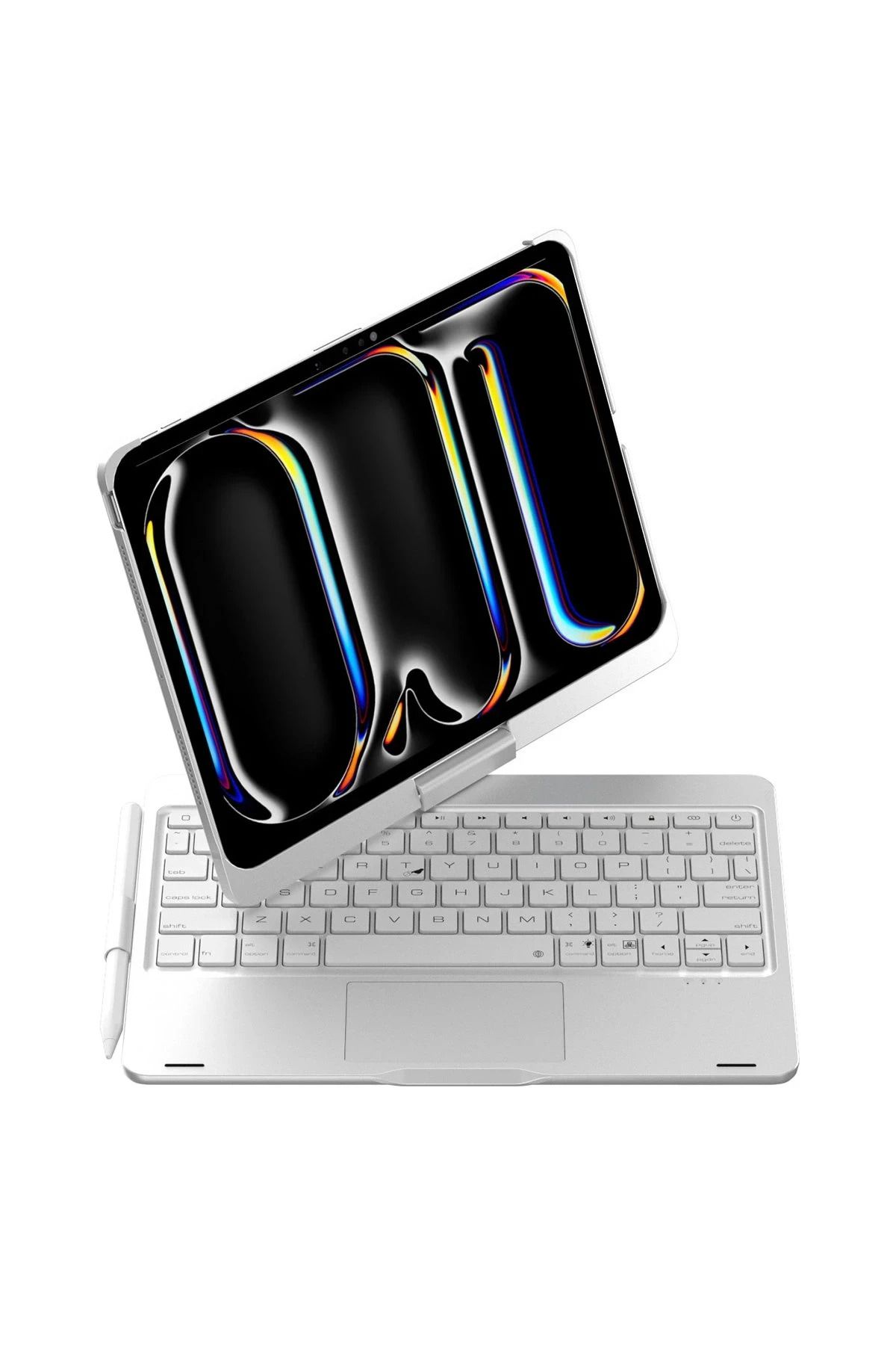 NewFace iPad Pro 11 (2024) F11 ATS Kılıf Magic Dönen Klavyeli Tablet Kılıf - Gümüş SVLRS