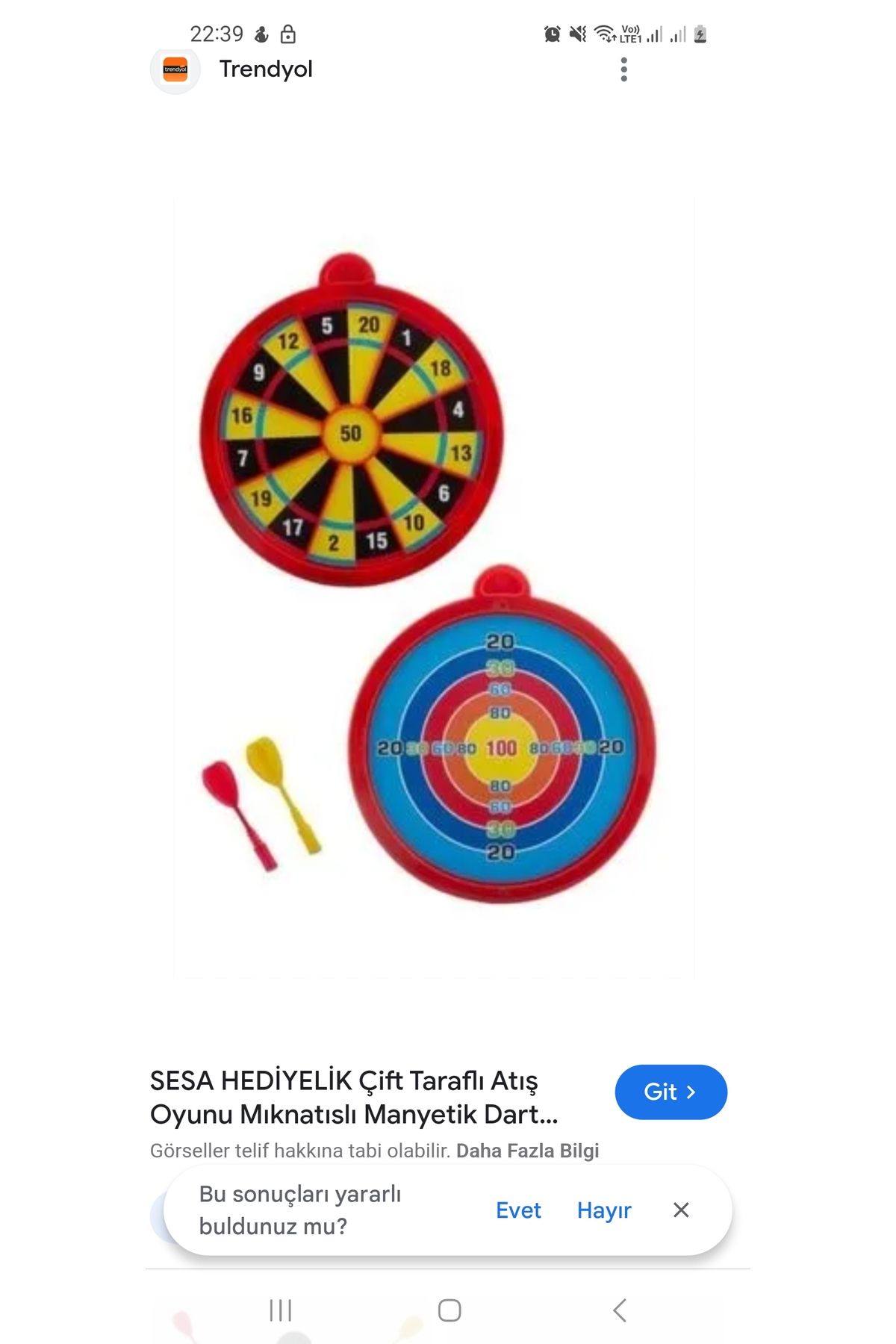 ydn Çift Taraflı Mıknatıslı Dart Oyun Seti 23 cm