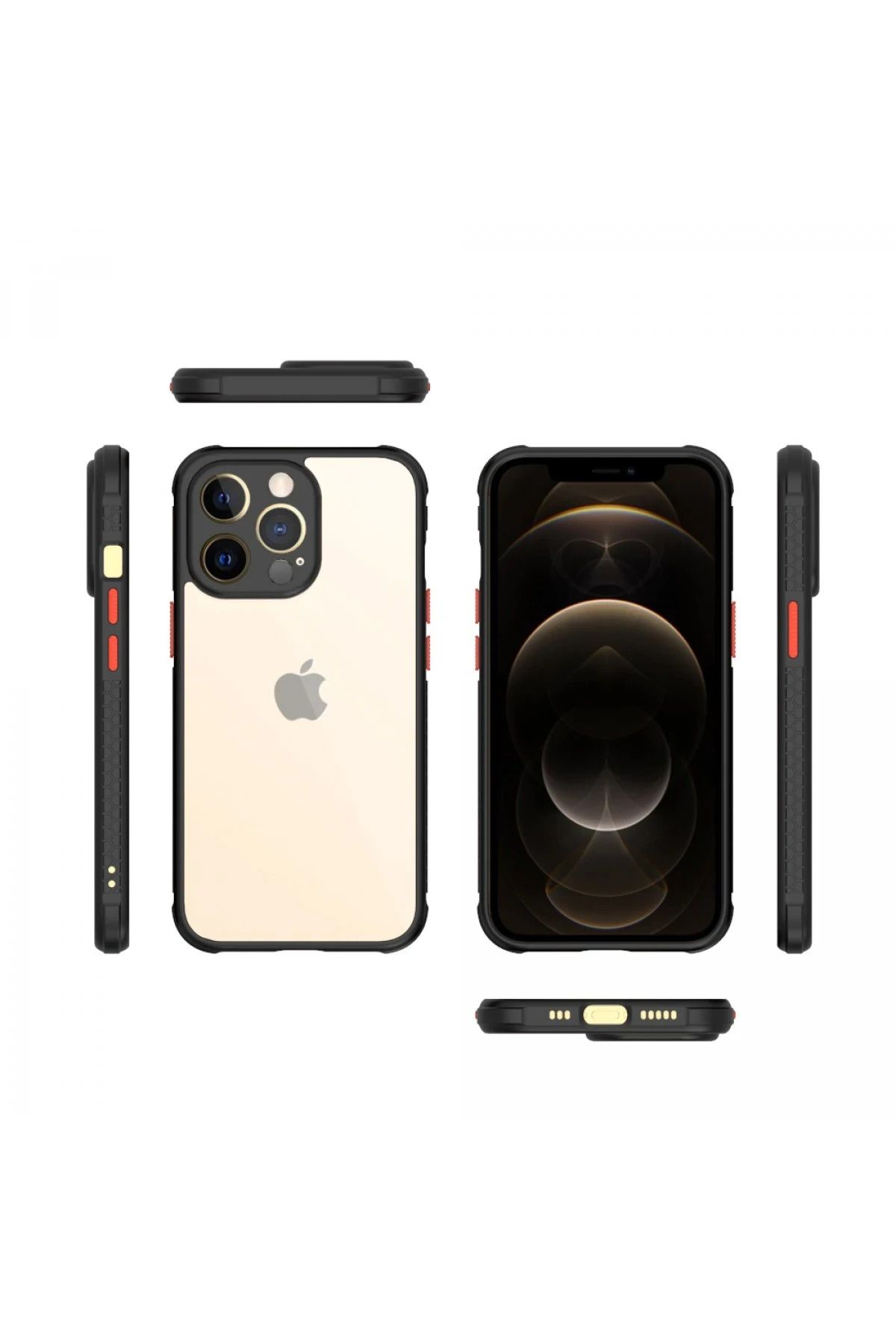 NewFace iPhone 13 Pro Kılıf Miami Şeffaf Silikon - Siyah BSTMY