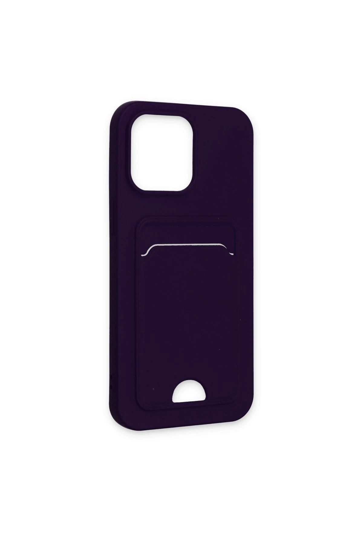 NewFace iPhone 14 Pro Max Kılıf Kelvin Kartvizitli Silikon - Derin Mor BSTMY