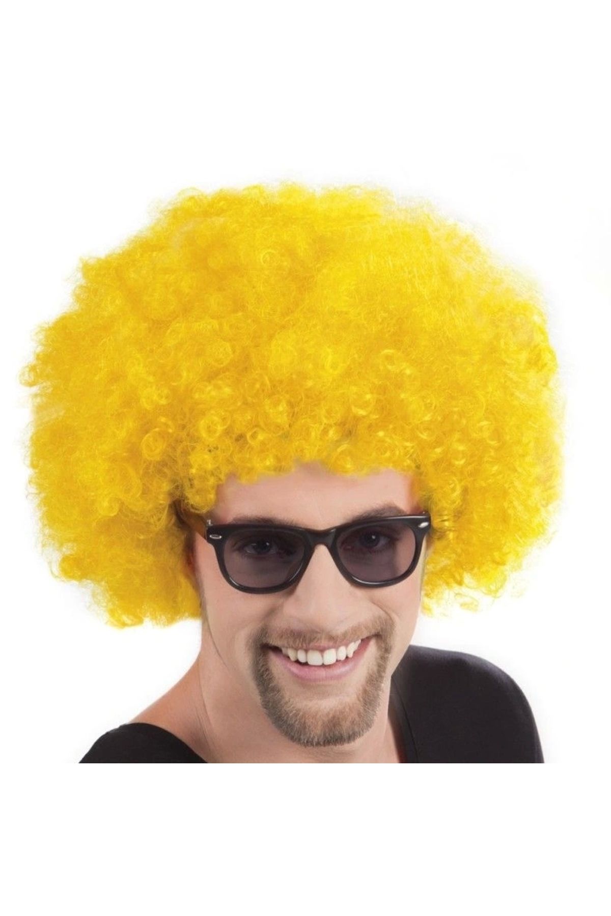 STOREMAX Sarı Renk Kıvırcık Afro Bonus Peruk (5047)