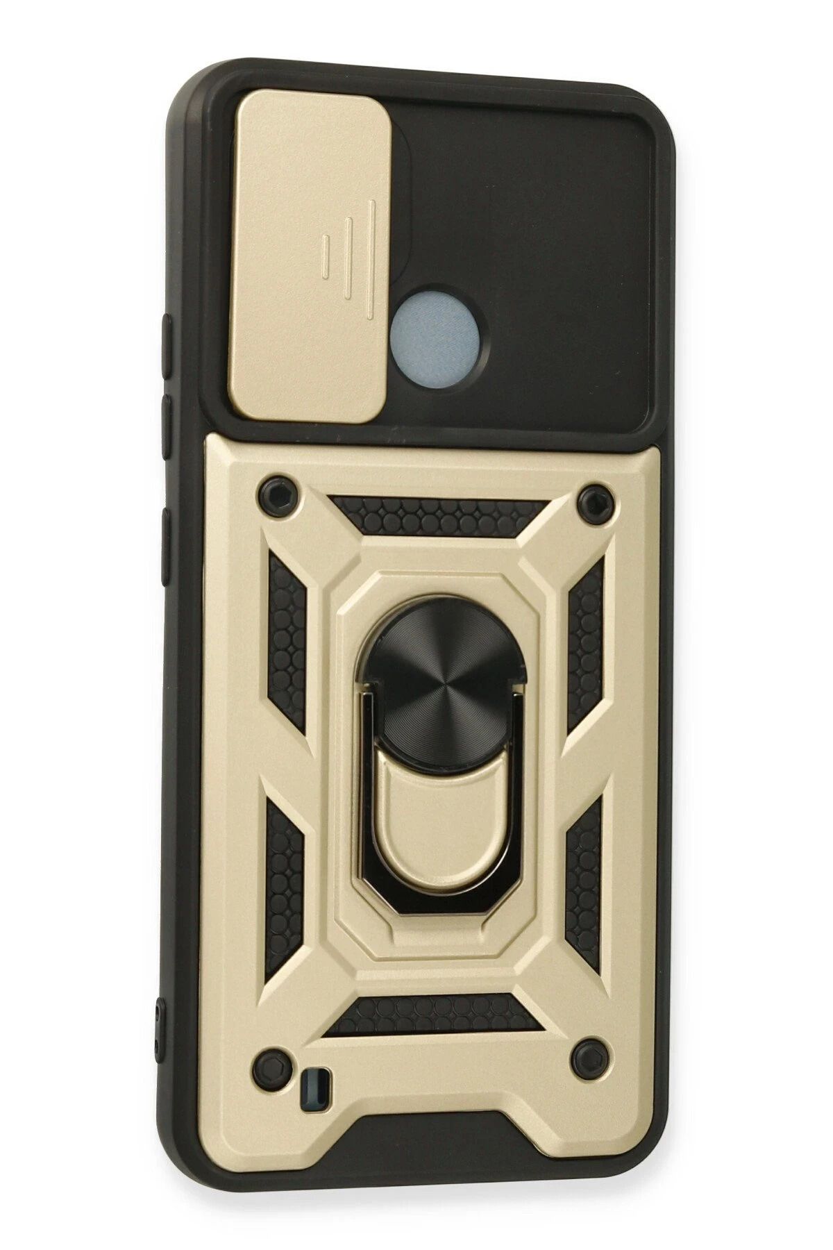 NewFace Realme C11 2021 Kılıf Pars Lens Yüzüklü Silikon - Gold GLSTD