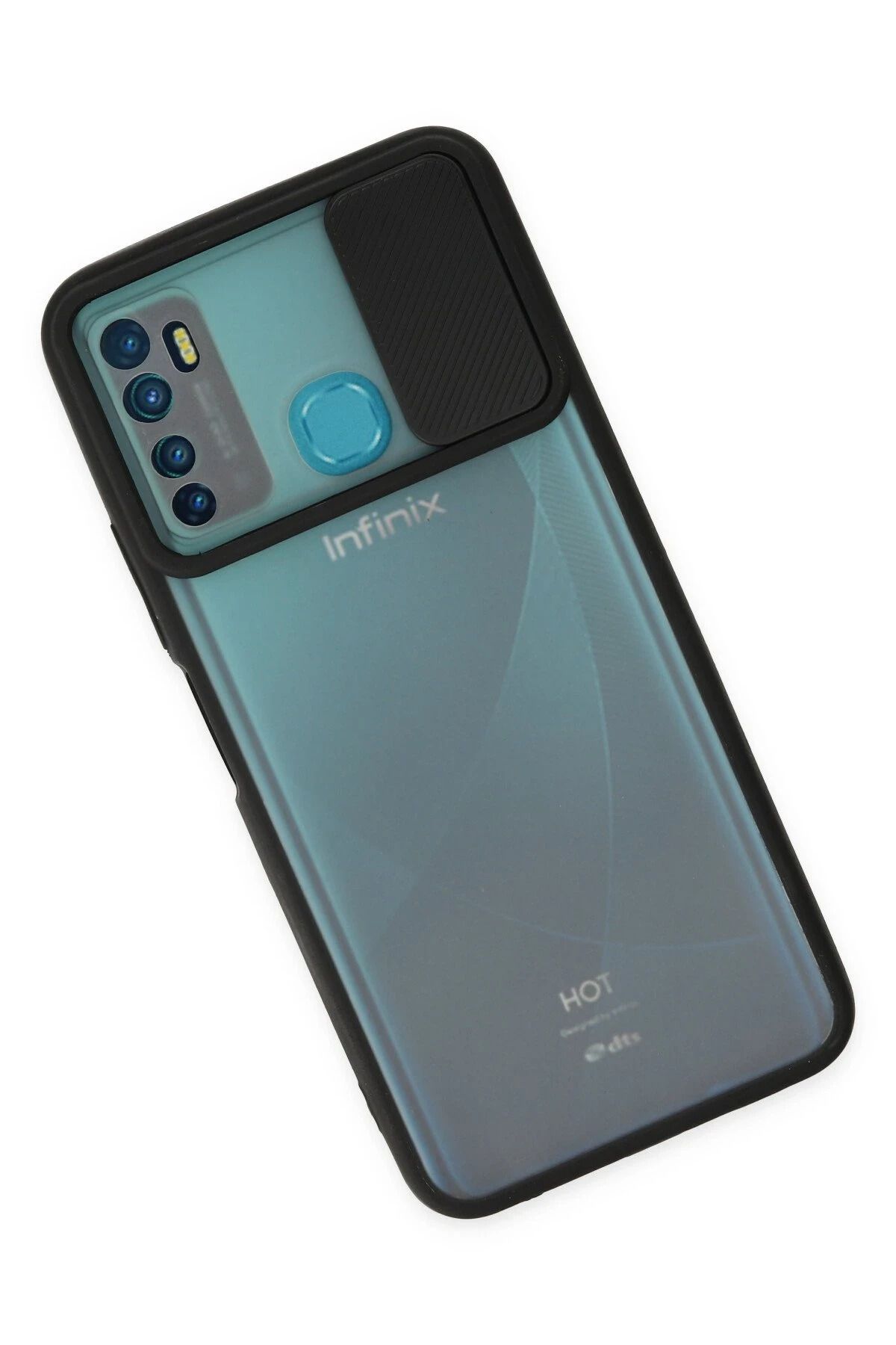 NewFace İnfinix Hot 9 Kılıf Palm Buzlu Kamera Sürgülü Silikon - Siyah BSTMY