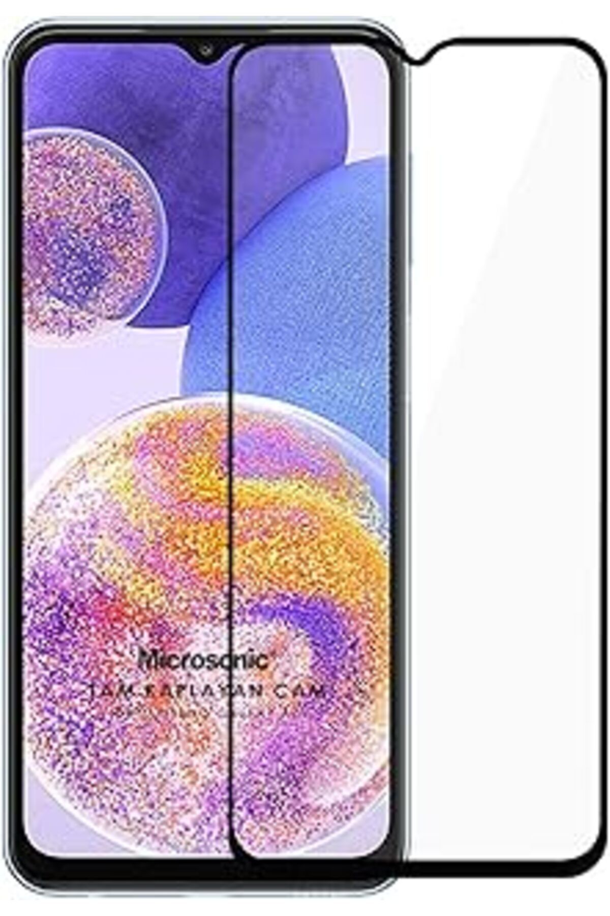 jupiter global bazaar Microsonic Samsung Galaxy A23 Tam Kaplayan Temperli Cam Ekran Koruyucu Siyah