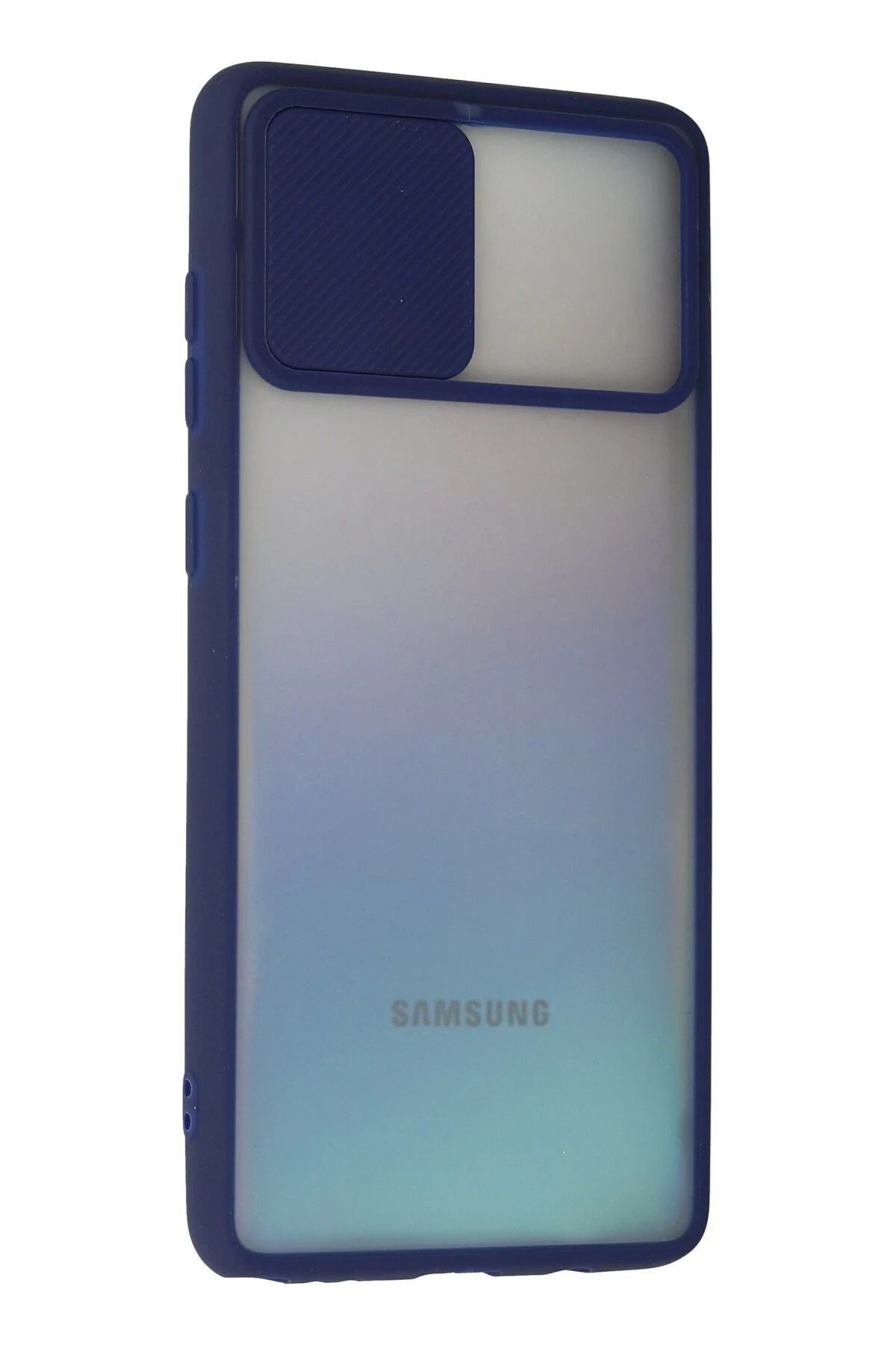 NewFace Samsung Galaxy A81 / Note 10 Lite Kılıf Palm Buzlu Kamera Sürgülü Silikon - Lacivert BSTMY