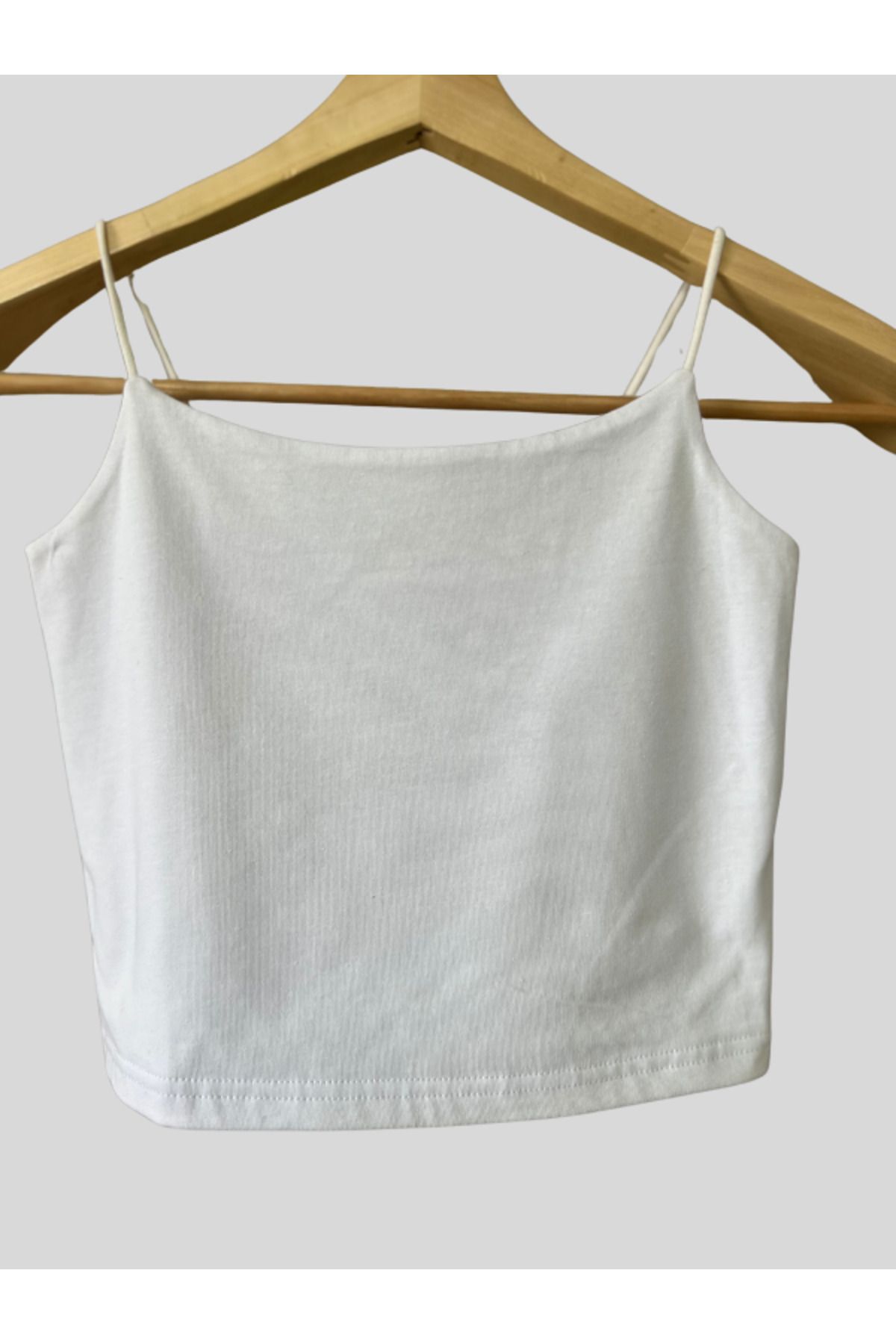 Damla Kadın İp Askılı Pamuklu Crop Top Büstiyer Bluz Atlet