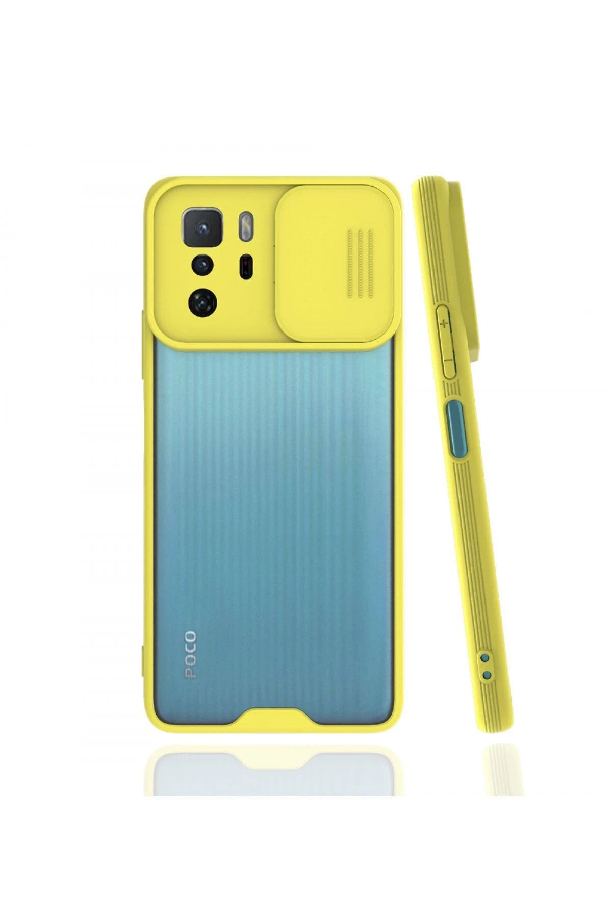 NewFace Xiaomi Poco X3 GT Kılıf Platin Kamera Koruma Silikon - Sarı SVLRS