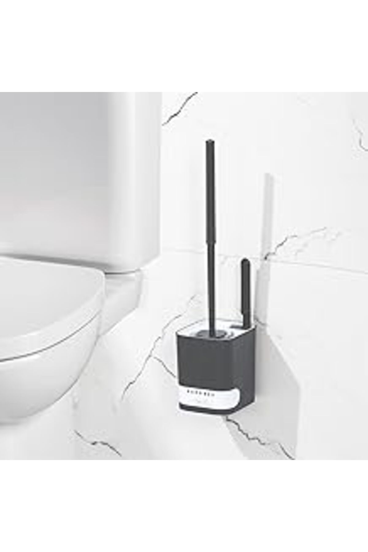Mu Art Porsima 2027 Pratik Temizlik Tuvalet Fırçalığı Banyo Tuvalet Fırçası Wc Fırçası - Antrasit Beyaz