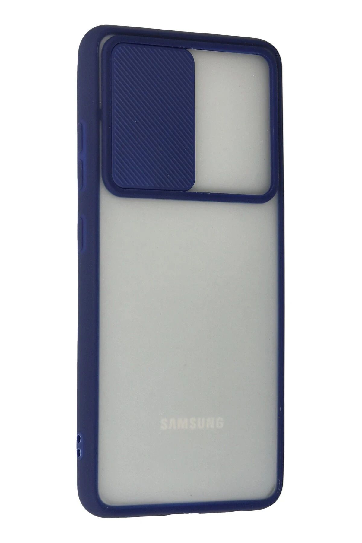 NewFace Samsung Galaxy A72 Kılıf Palm Buzlu Kamera Sürgülü Silikon - Lacivert GLSTD