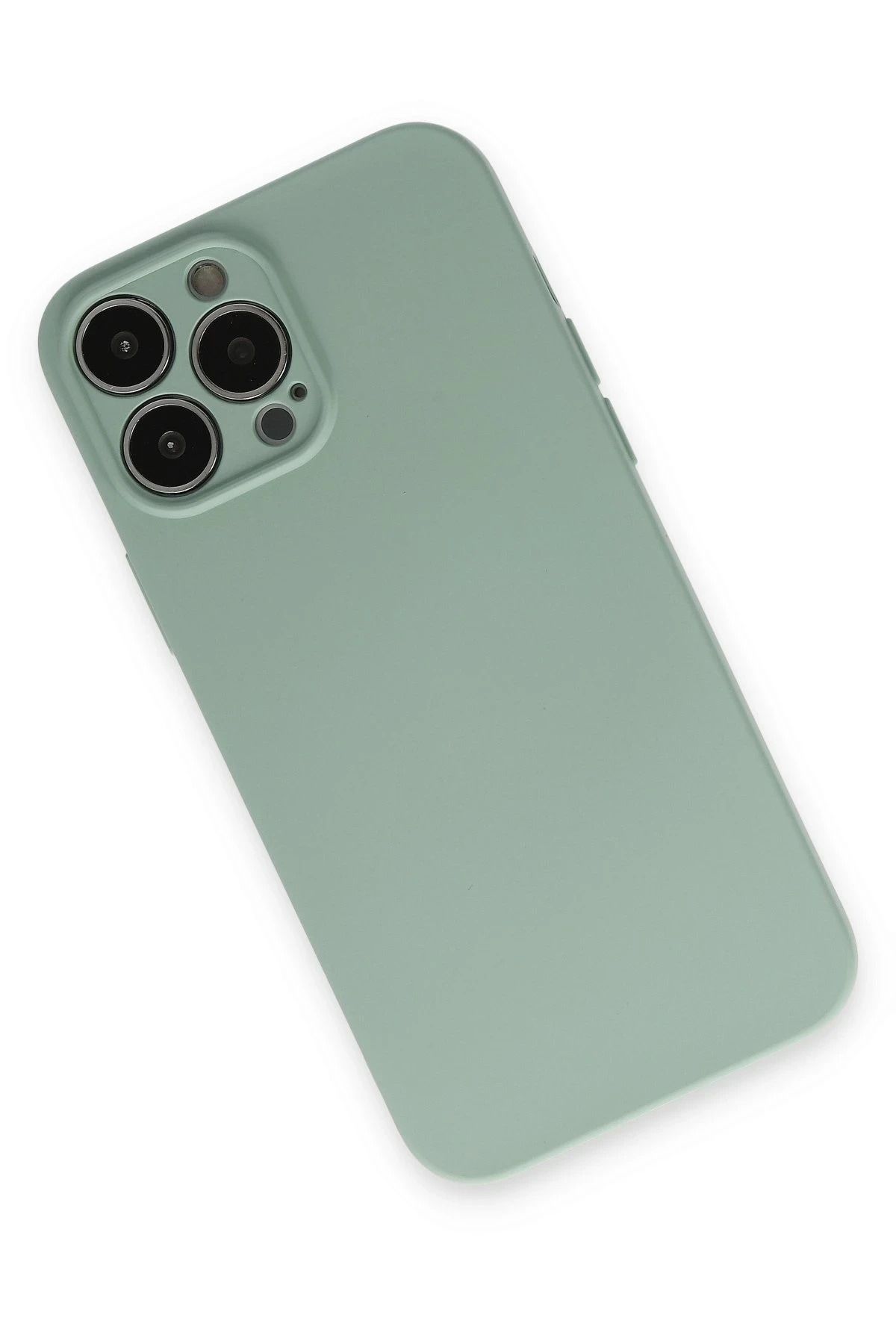 NewFace iPhone 13 Pro Max uyumlu Kılıf Nano içi Kadife Silikon - Su Yeşili BSTMY