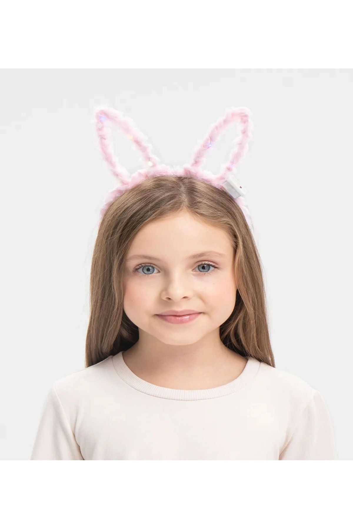 STOREMAX Led Işıklı Peluş Pofuduk Tavşan Kulak Tavşan Taç Pembe 17X23 cm (5047)