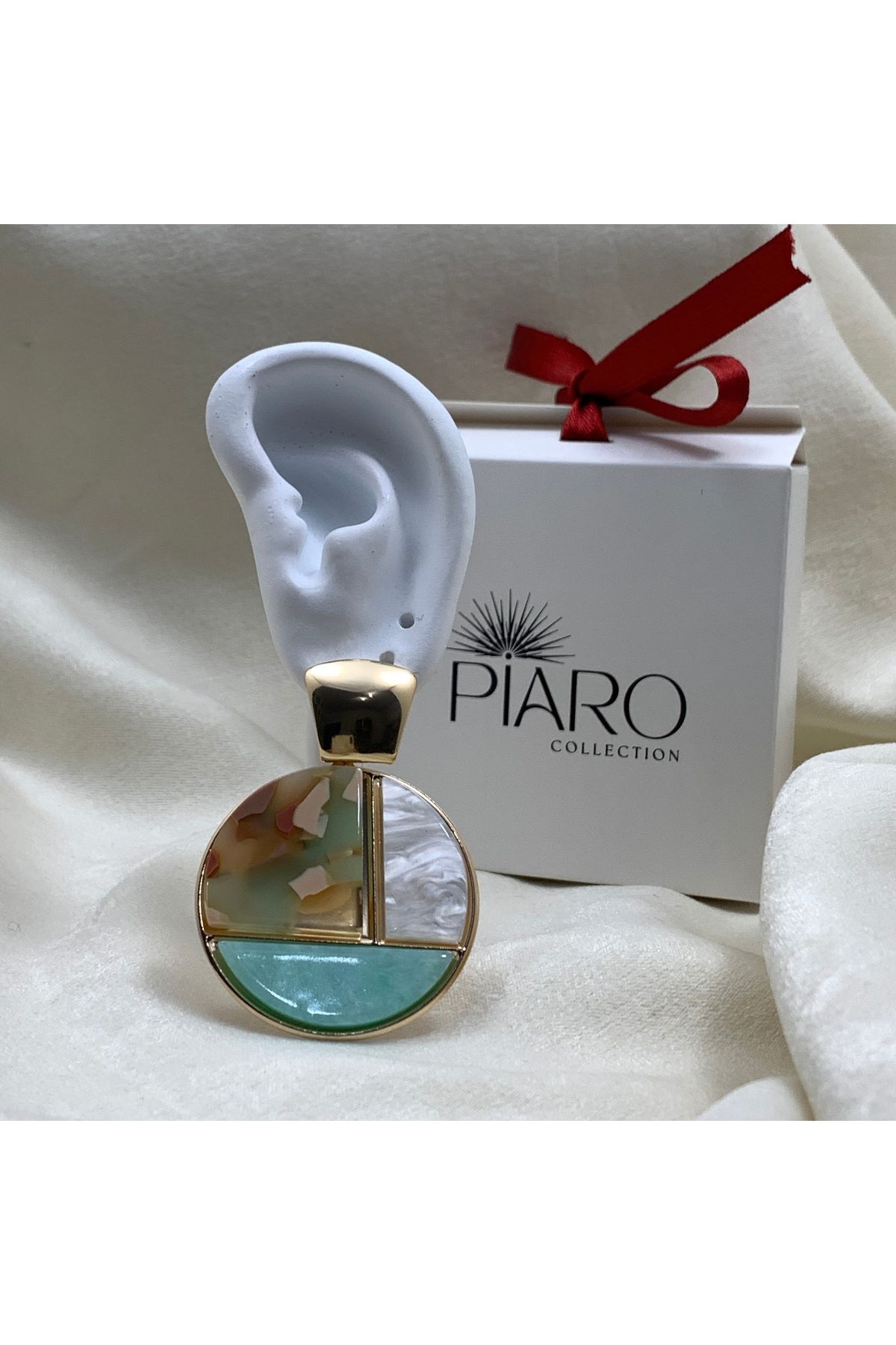 Piaro Collection SU Yeşili Yuvarlak Küpe