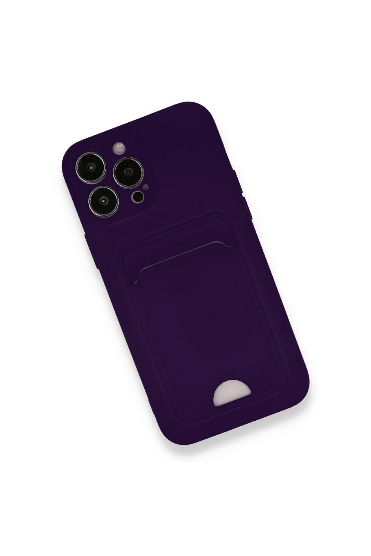 NewFace iPhone 12 Pro Max Kılıf Kelvin Kartvizitli Silikon - Derin Mor BSTMY