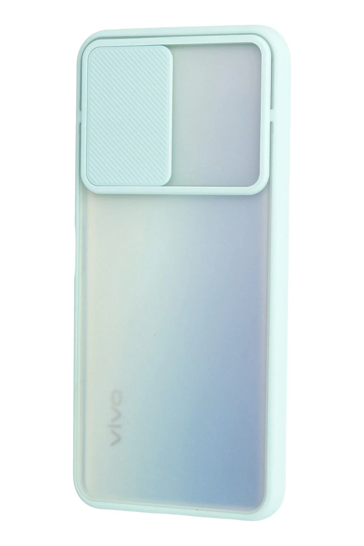 NewFace Vivo Y53S Kılıf Palm Buzlu Kamera Sürgülü Silikon - Turkuaz SVLRS