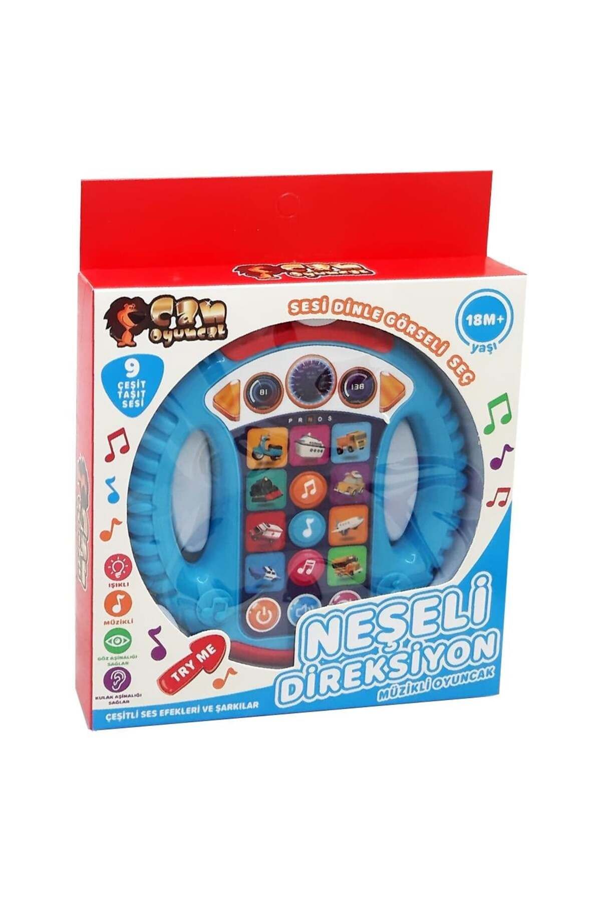 CAN OYUNCAK Türkçe Sesli Neşeli Direksiyon Bebek Oyuncak 18 Ay ve Üzeri