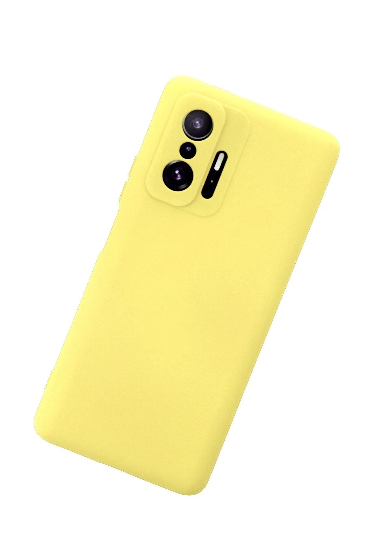 NewFace Xiaomi Mi 11T Pro Kılıf Uyumlu  Nano içi Kadife Silikon - Sarı BSTMY