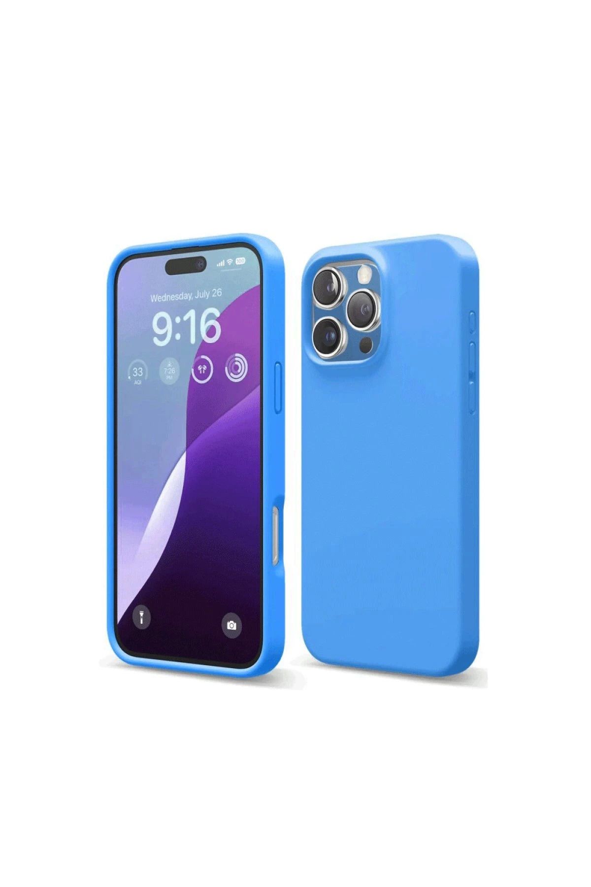 NewFace iPhone 16 Pro Max Kılıf First Silikon - Mavi BSTMY