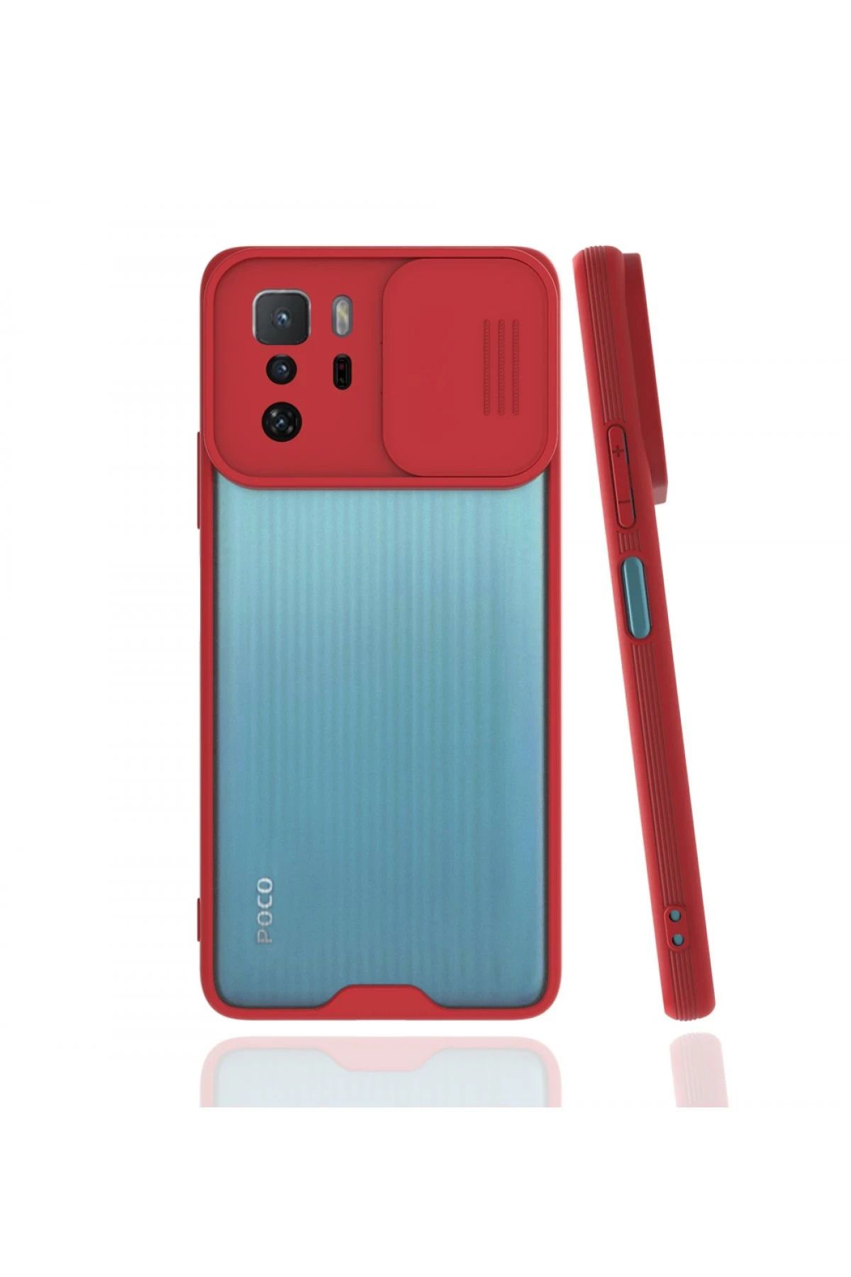 NewFace Xiaomi Poco X3 GT Kılıf Platin Kamera Koruma Silikon - Kırmızı SVLRS