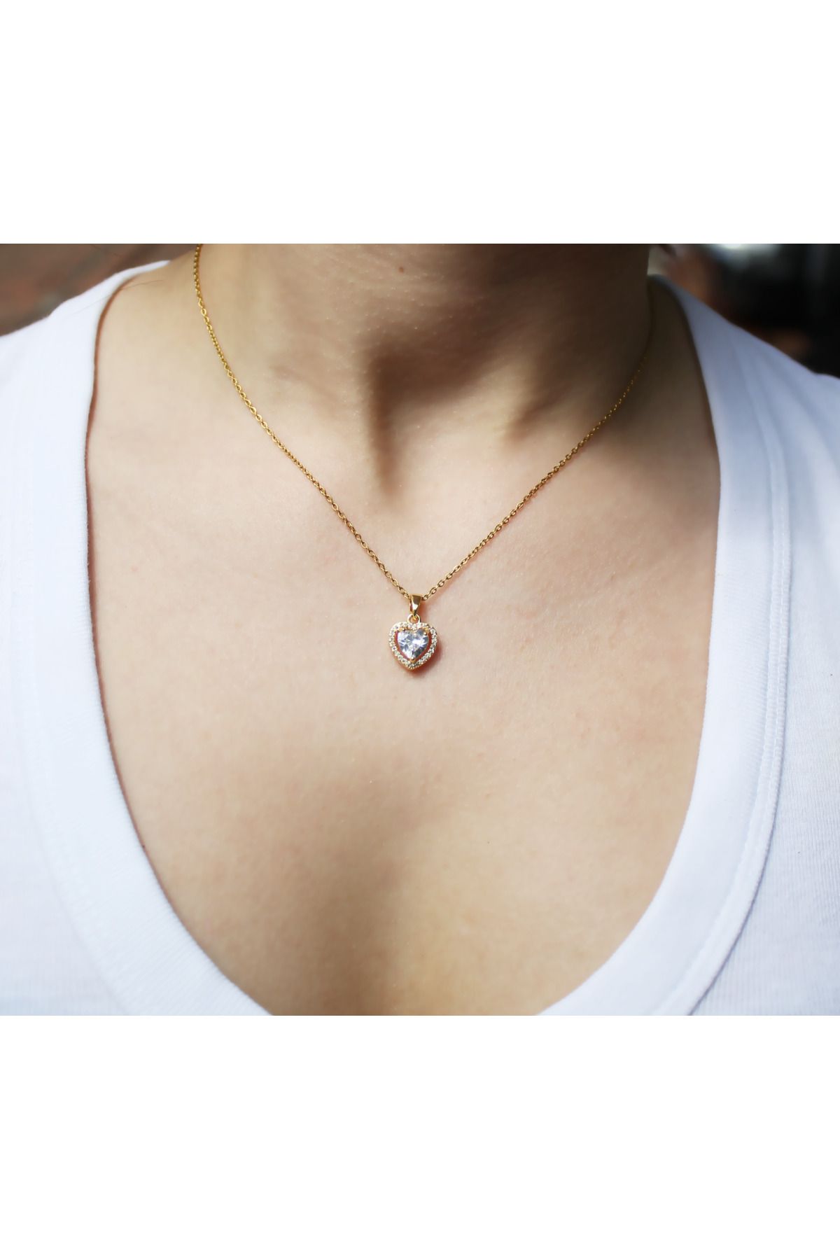 shop Kalp Tasarımlı Altın Kaplama Kolye
