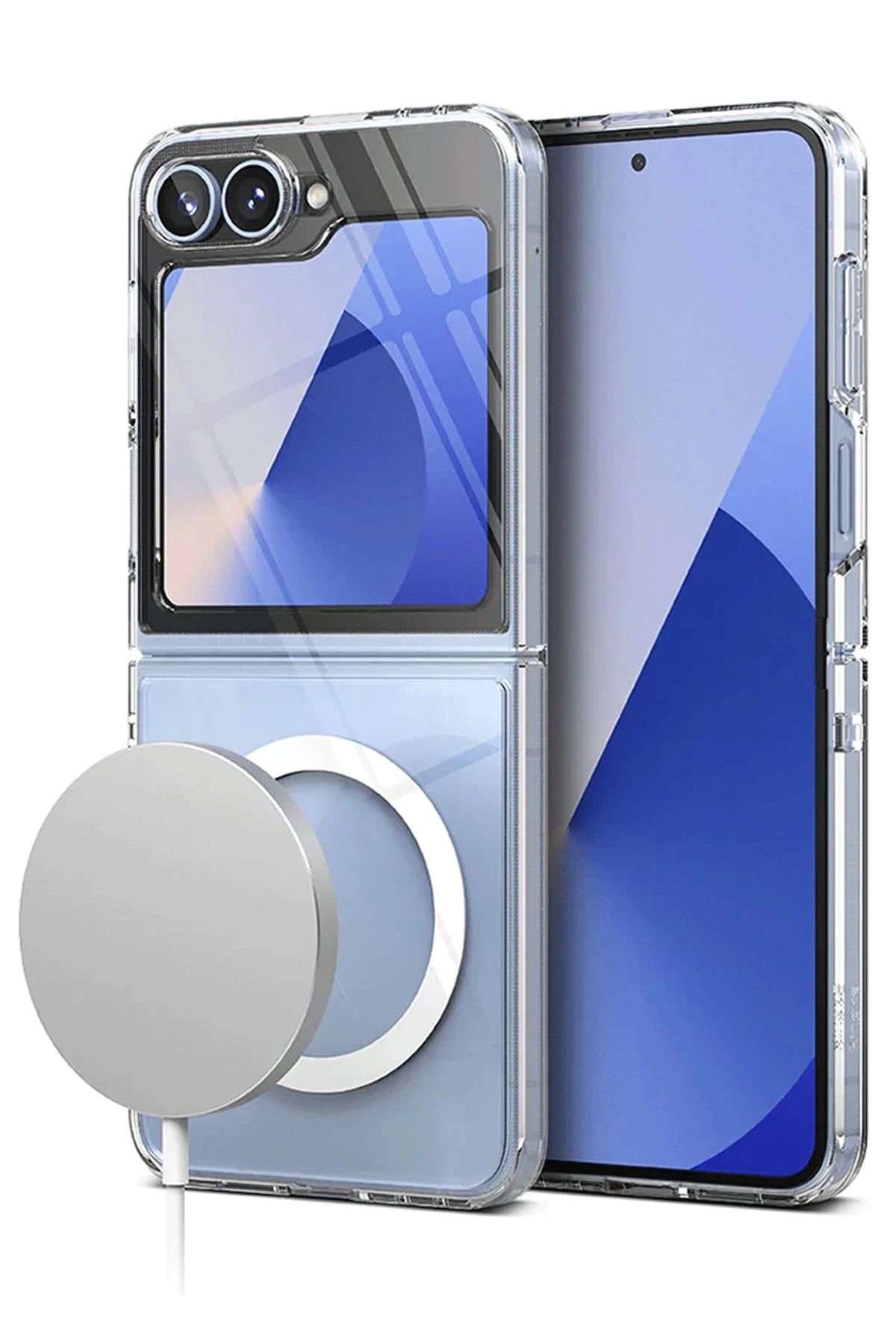 NewFace Galaxy Z Flip 6 uyumlu  Kılıf Magneticsafe Şeffaf Silikon - Şeffaf WLZOR