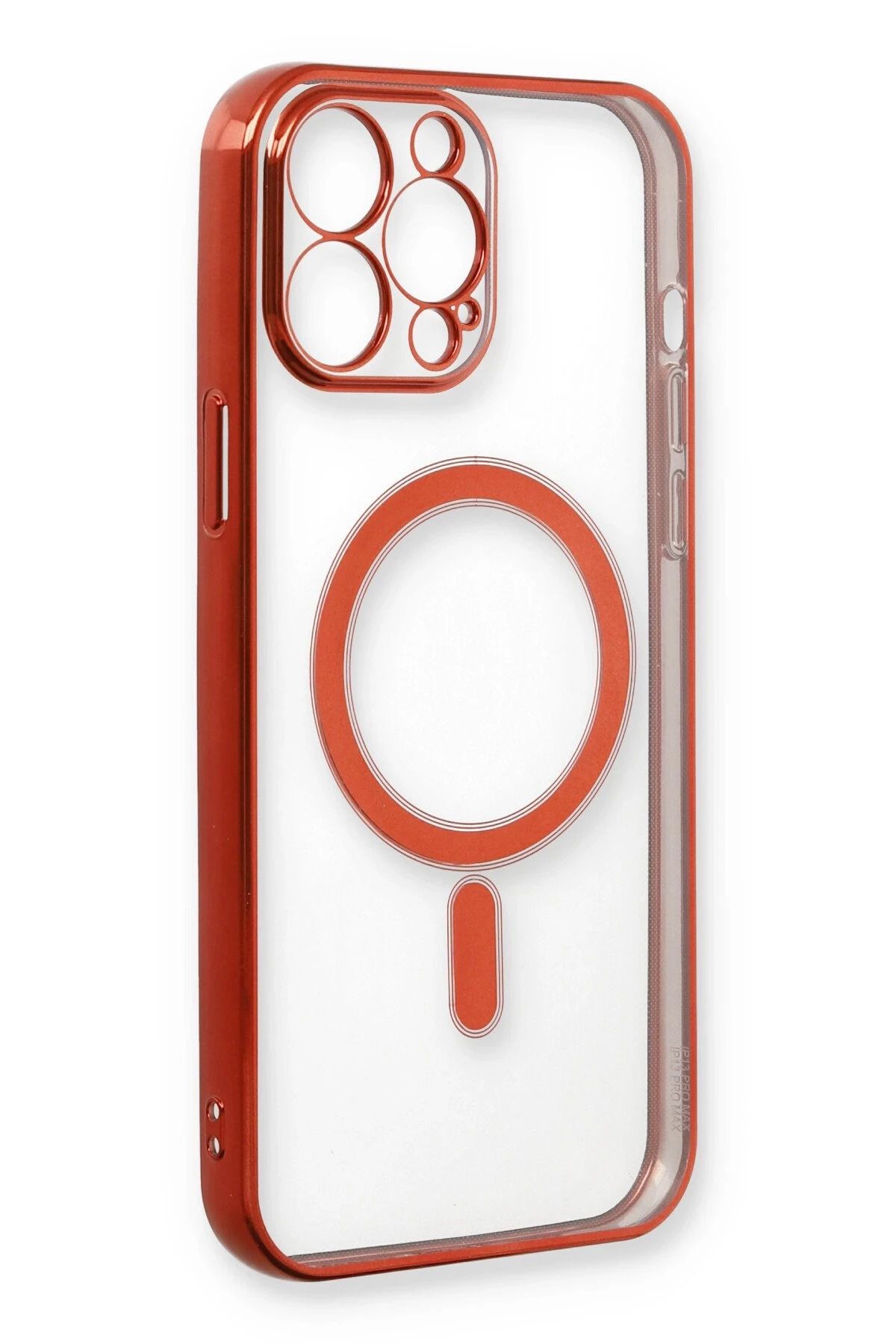 NewFace iPhone 13 Pro Max Kılıf Magneticsafe Lazer Silikon - Kırmızı DPMAH
