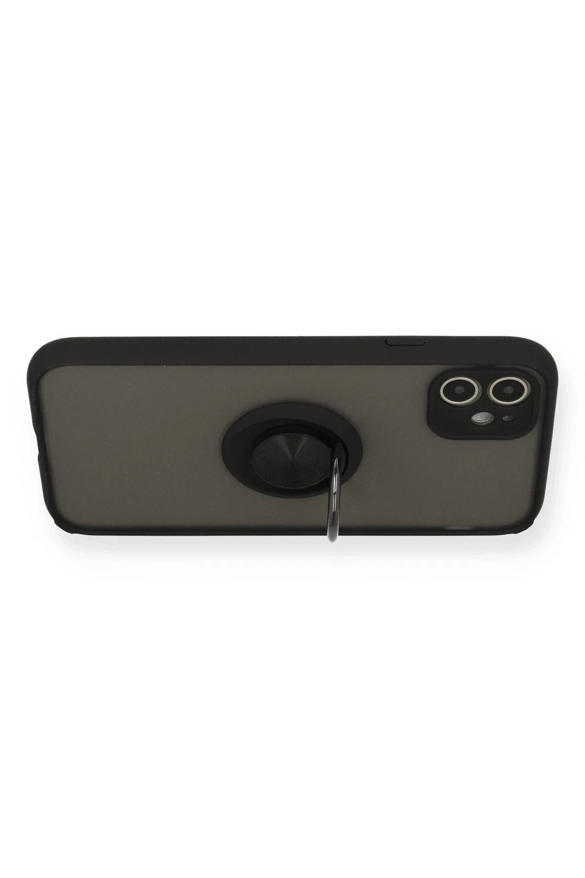 NewFace iPhone 11 Kılıf Montreal Yüzüklü Silikon Kapak - Siyah DPMAH
