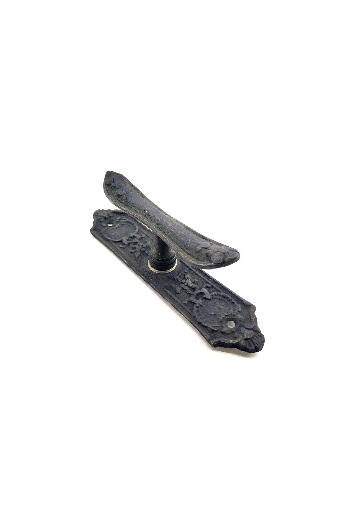 Skygo Antika Tarz Dekoratif Pirinç Çiçekli Pencere Kolu - 165x38 mm, Oksit