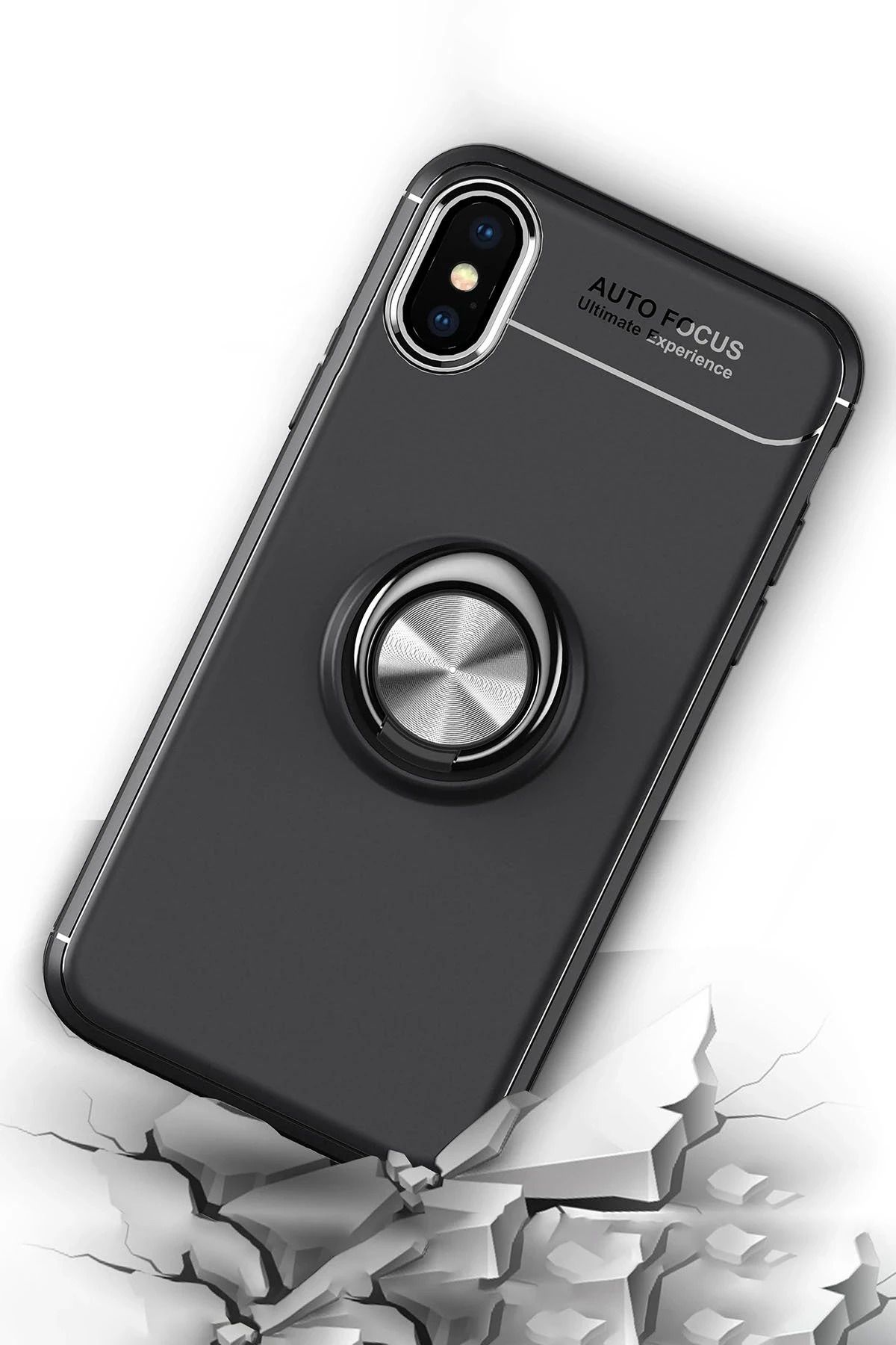 NewFace iPhone XS Max Kılıf Range Yüzüklü Silikon - Mavi BSTMY