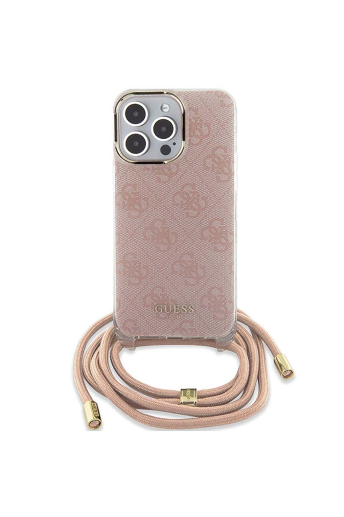 Guess-Iphone 15 Pro Max Case With Cord, Crossbody Cord 4g Print, - Pink 4