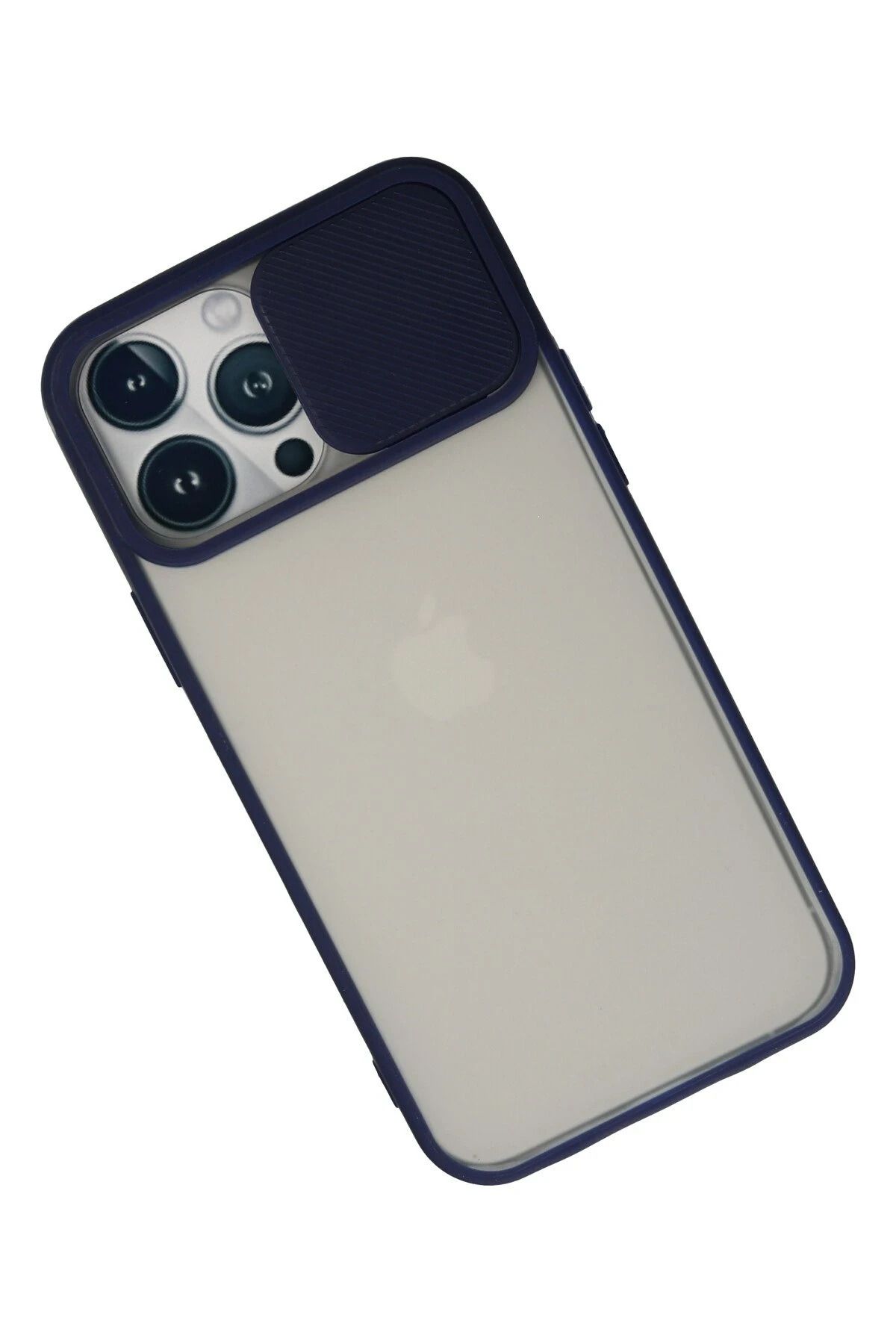 NewFace iPhone 13 Pro Max Kılıf Palm Buzlu Kamera Sürgülü Silikon - Lacivert DPMAH