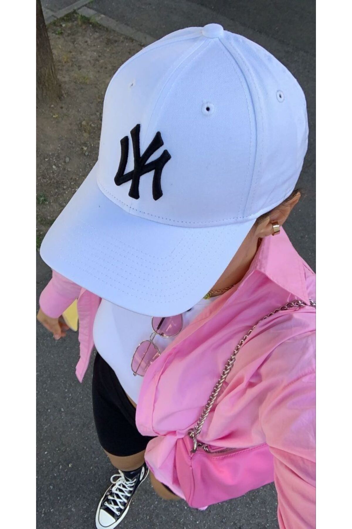Moda Days Unisex Beyaz Renk Siyah Nakış NY Nakışlı Beyboz Şapka